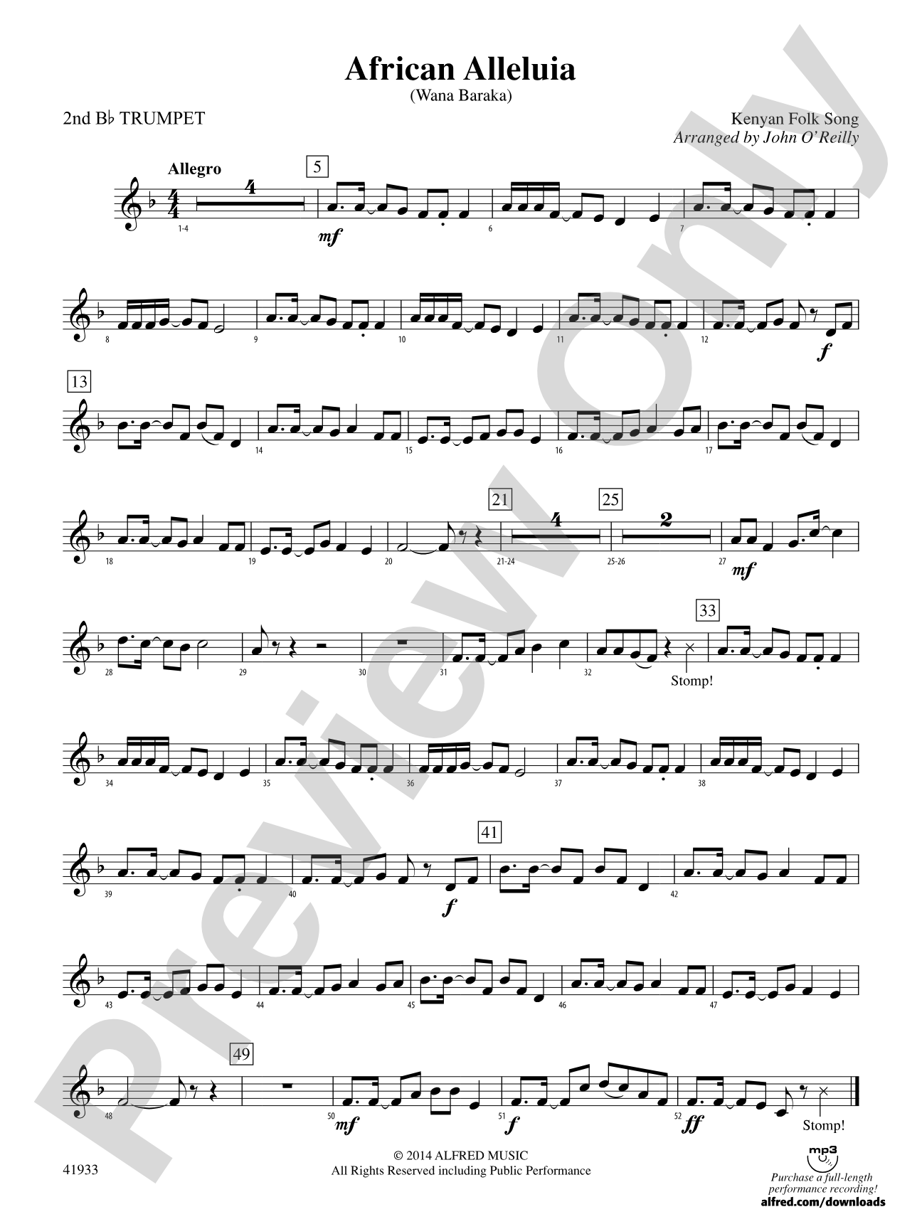 African Alleluia: 2nd B-flat Trumpet