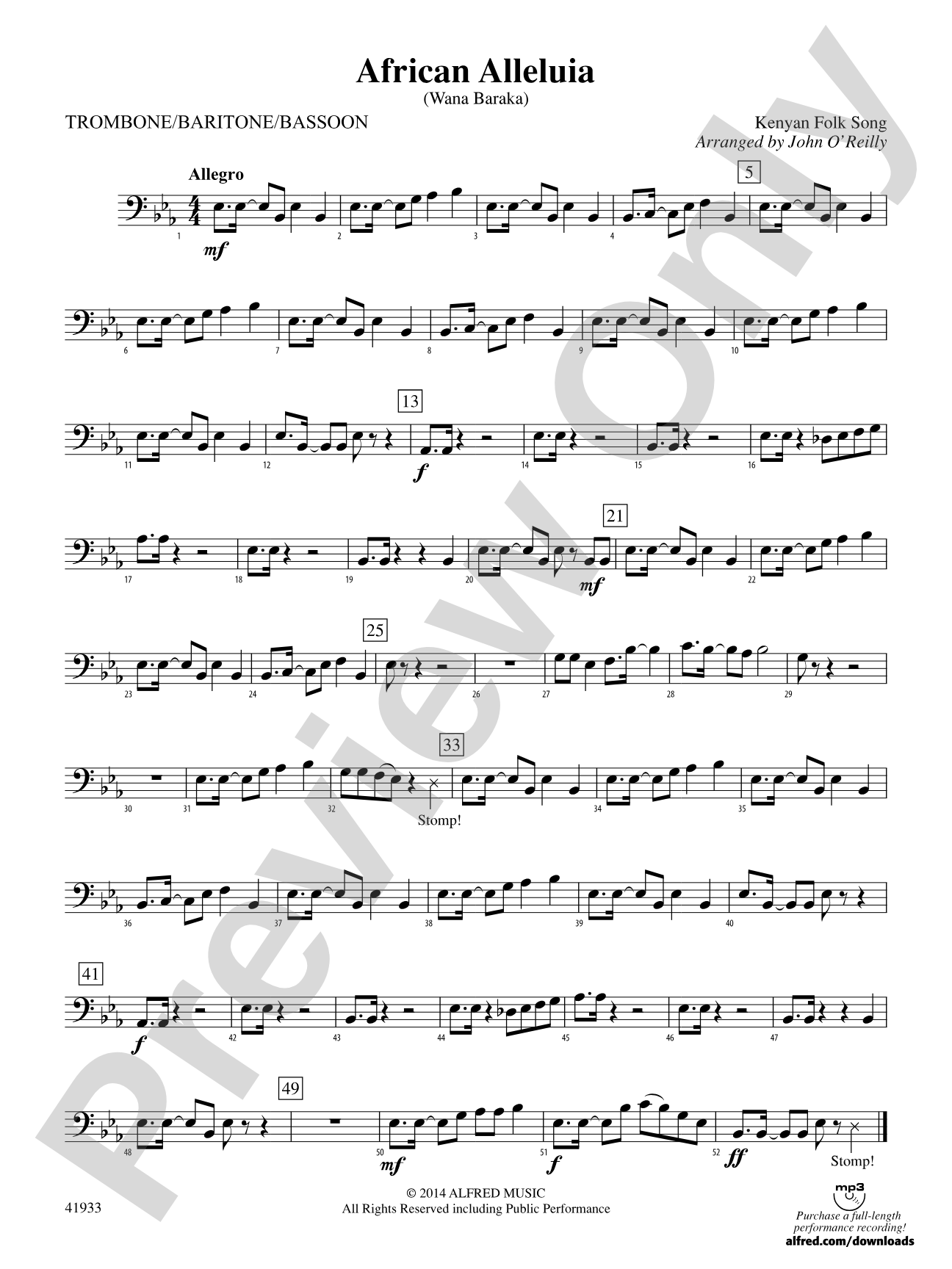 African Alleluia: 1st Trombone