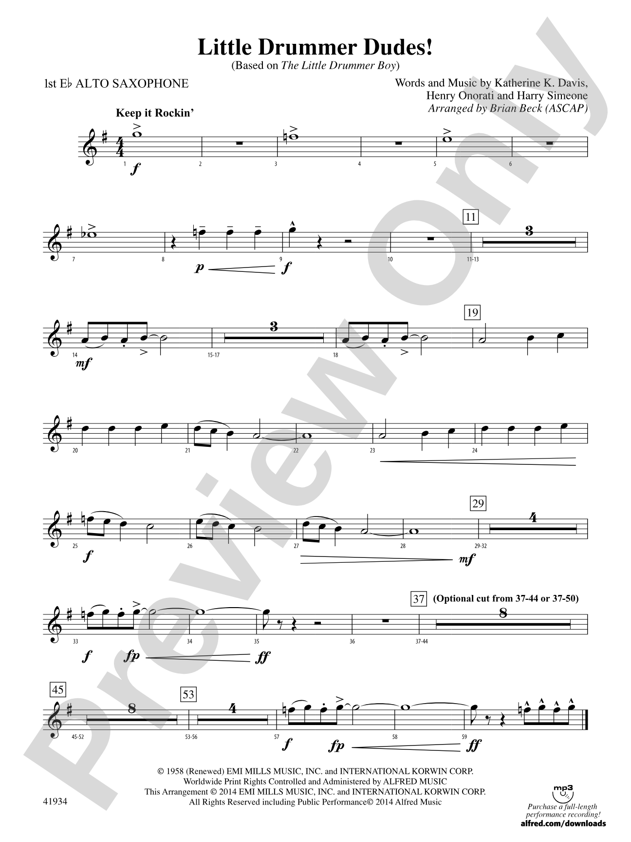 Little Drummer Dudes!: E-flat Alto Saxophone