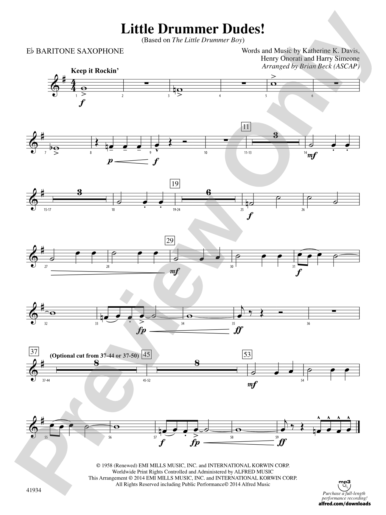 Little Drummer Dudes!: E-flat Baritone Saxophone