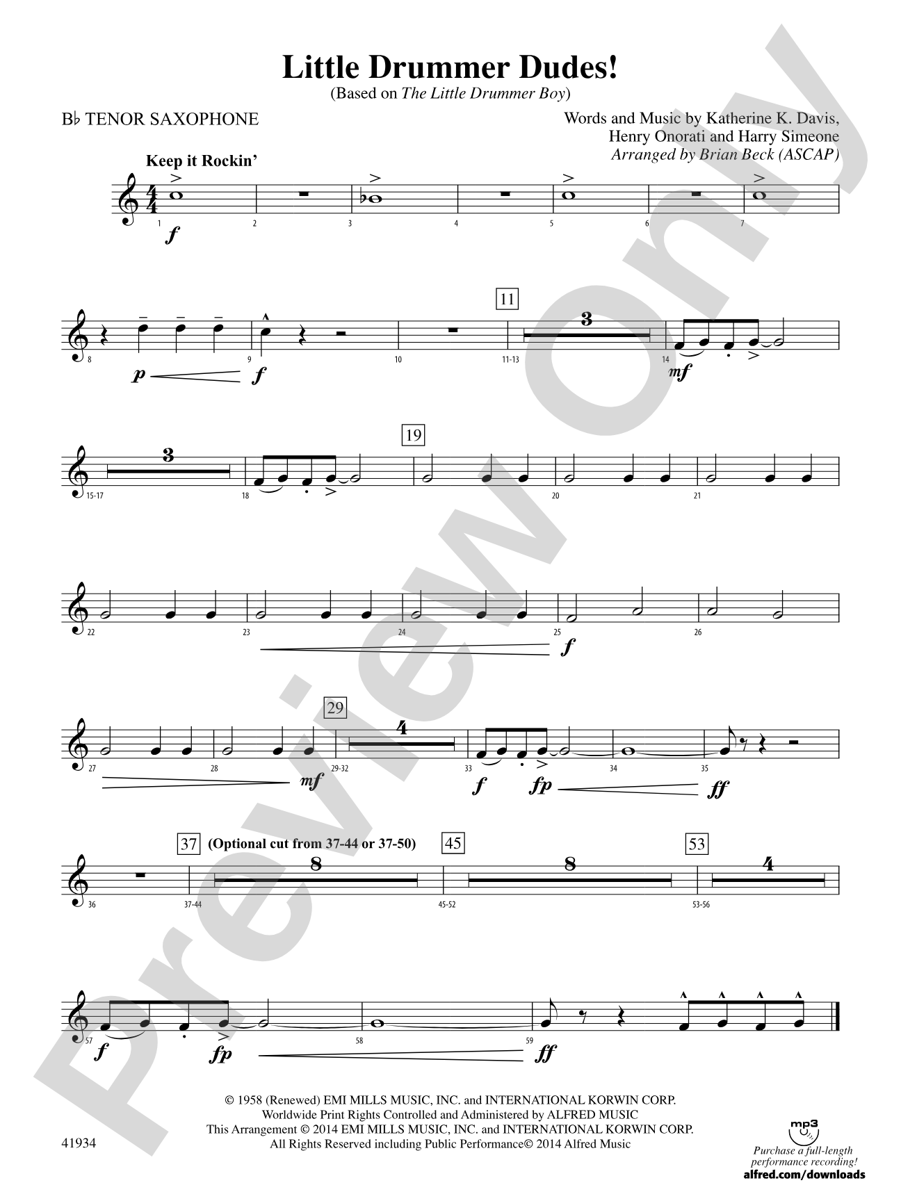 Little Drummer Dudes!: B-flat Tenor Saxophone