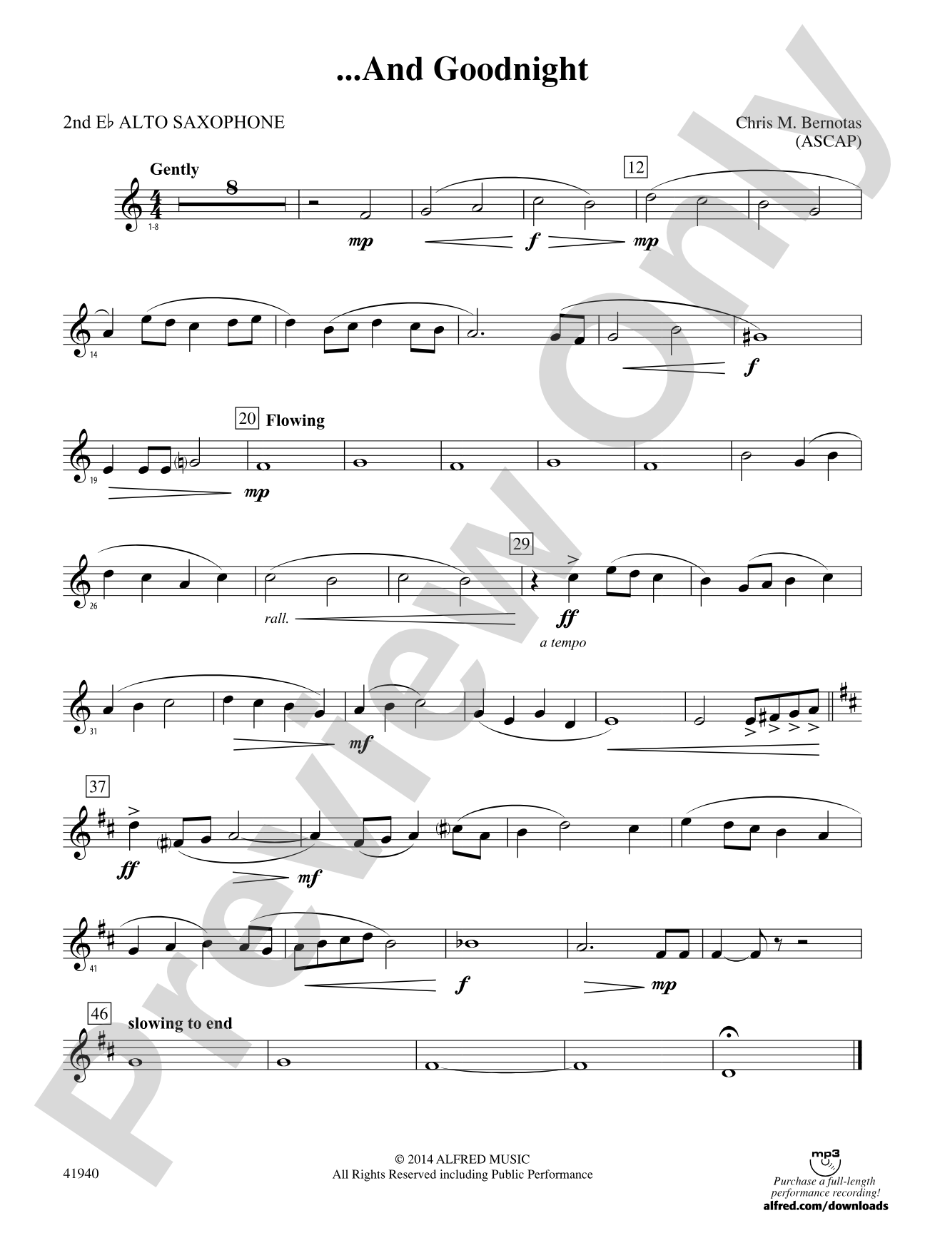 ... And Goodnight: 2nd E-flat Alto Saxophone