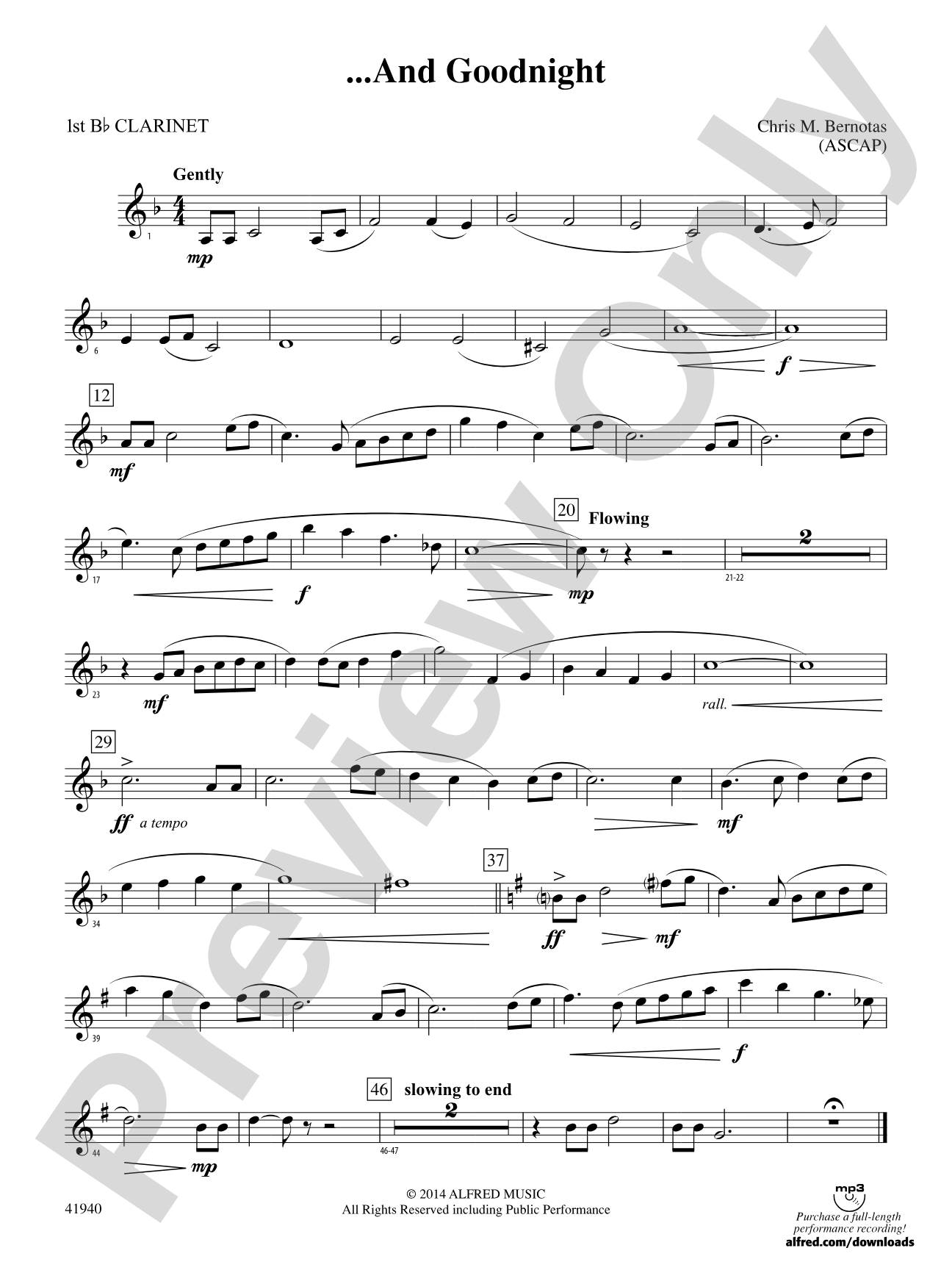 ... And Goodnight: 1st B-flat Clarinet
