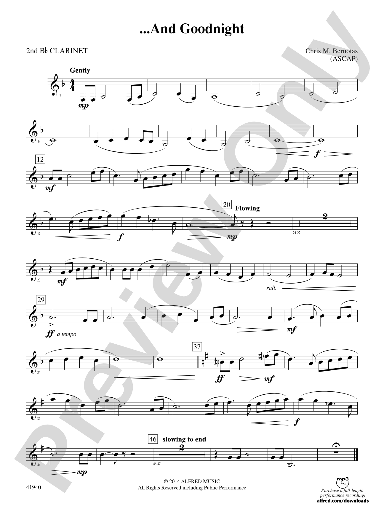 ... And Goodnight: 2nd B-flat Clarinet