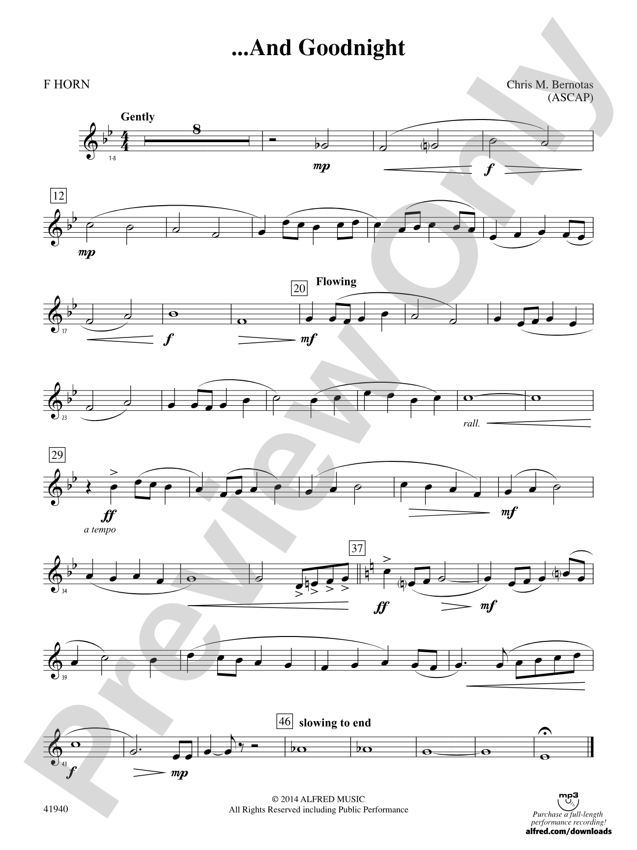... And Goodnight: 1st F Horn