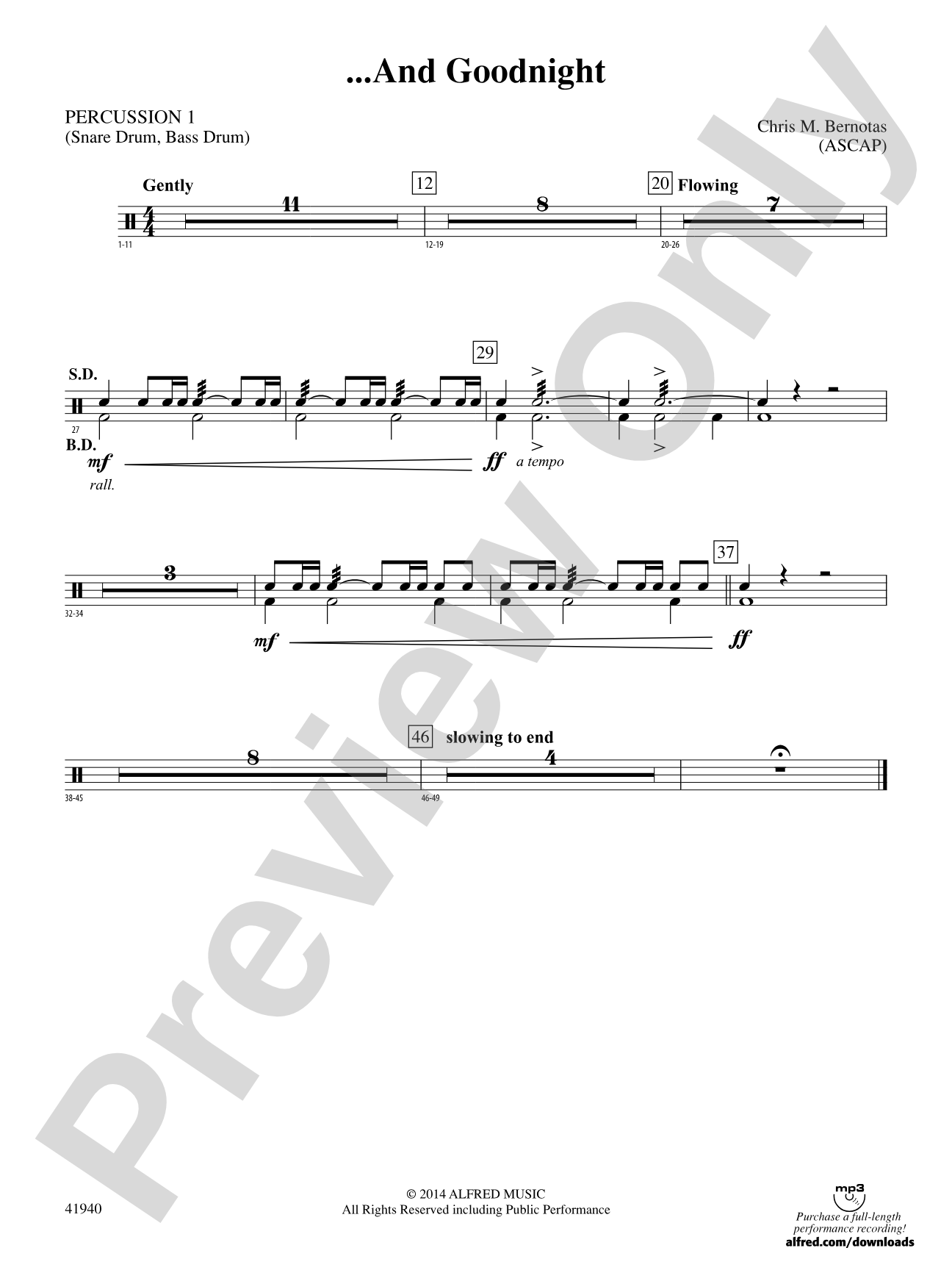 ... And Goodnight: 1st Percussion