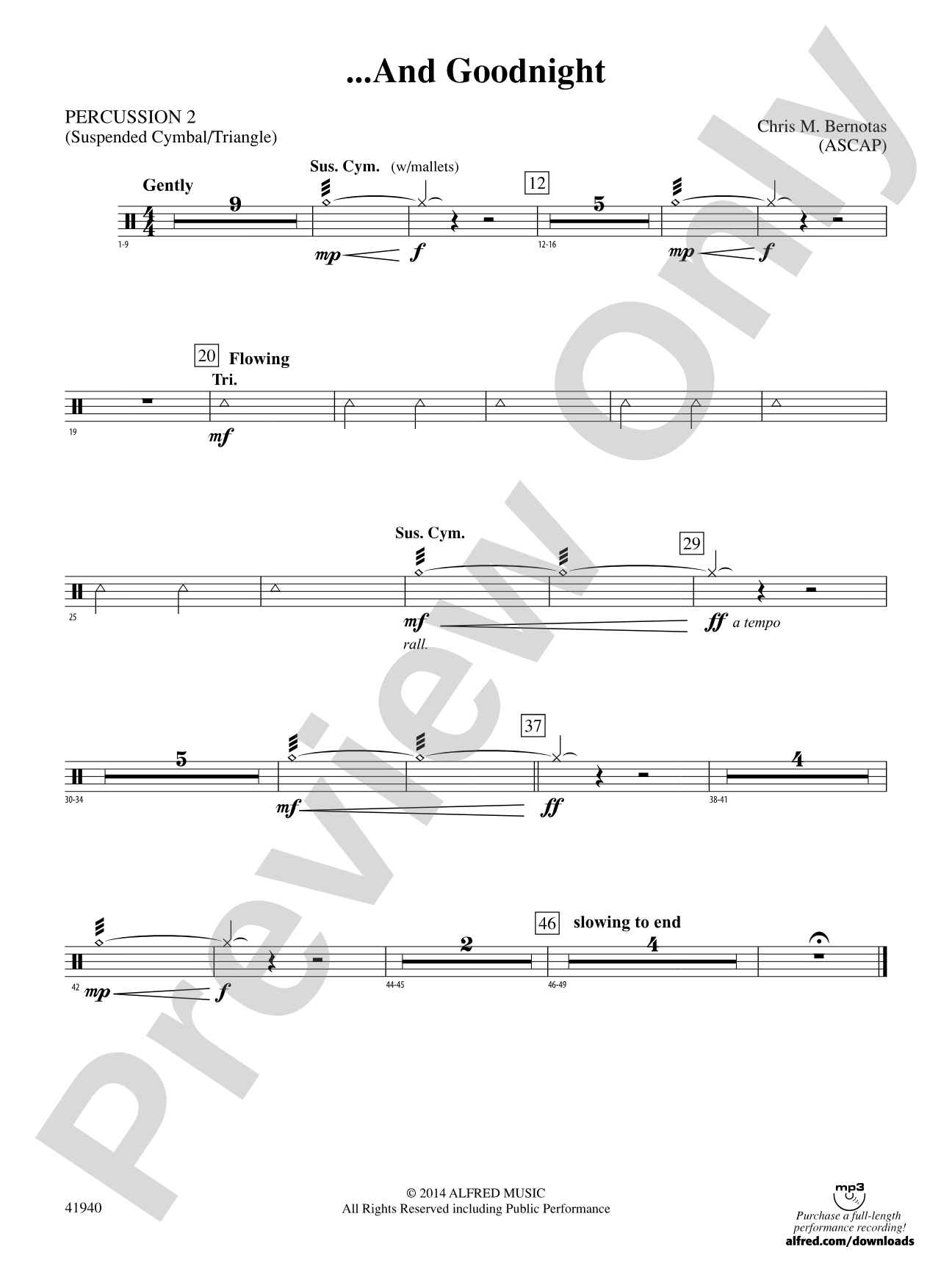 ... And Goodnight: 2nd Percussion