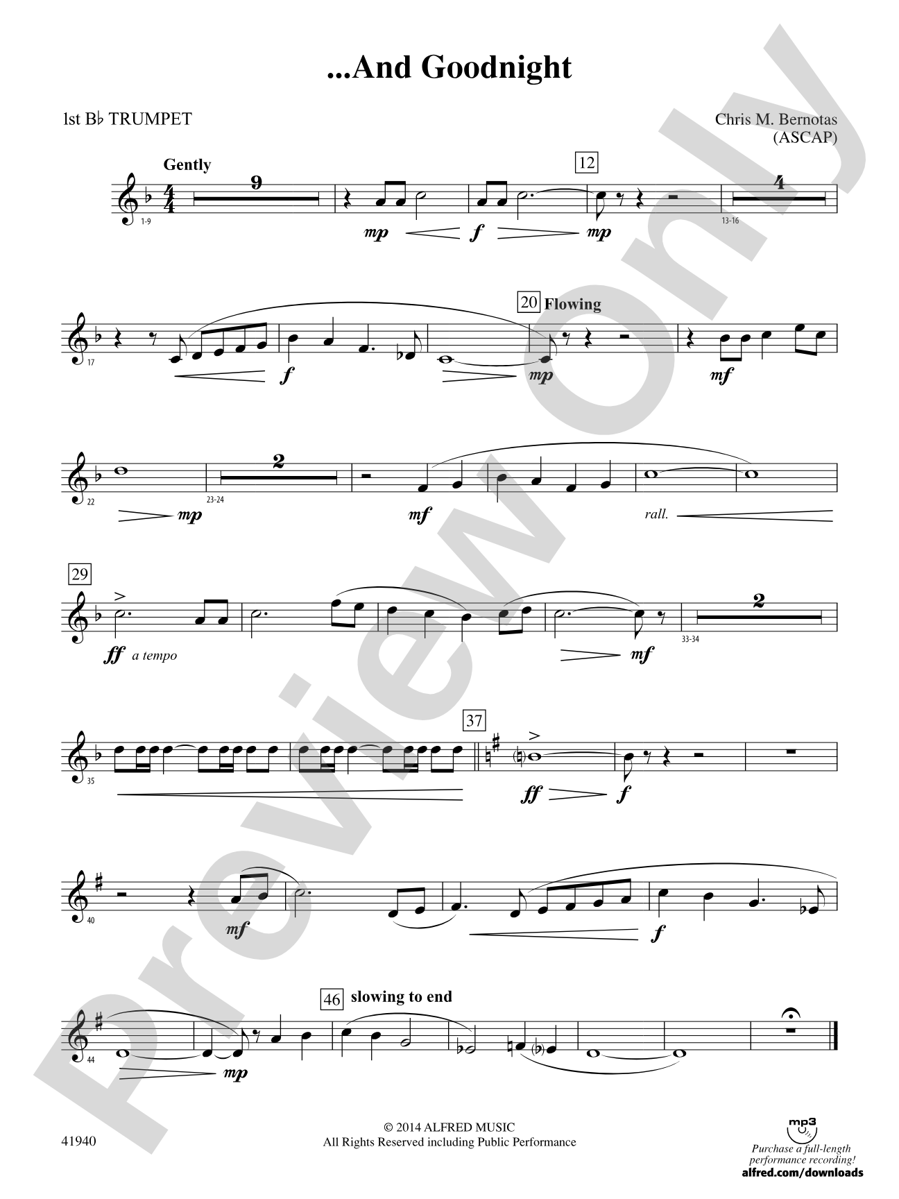 ... And Goodnight: 1st B-flat Trumpet