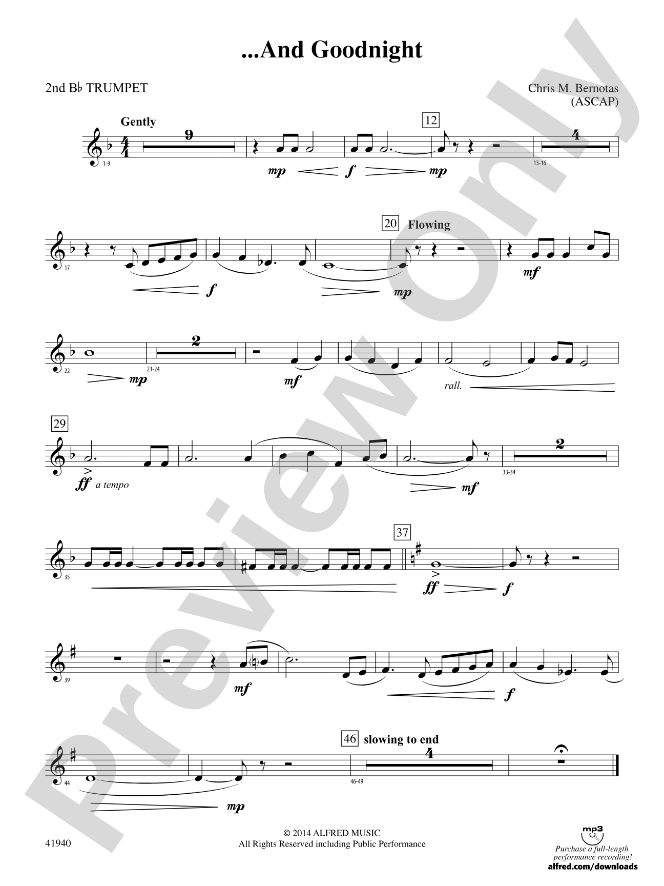 ... And Goodnight: 2nd B-flat Trumpet