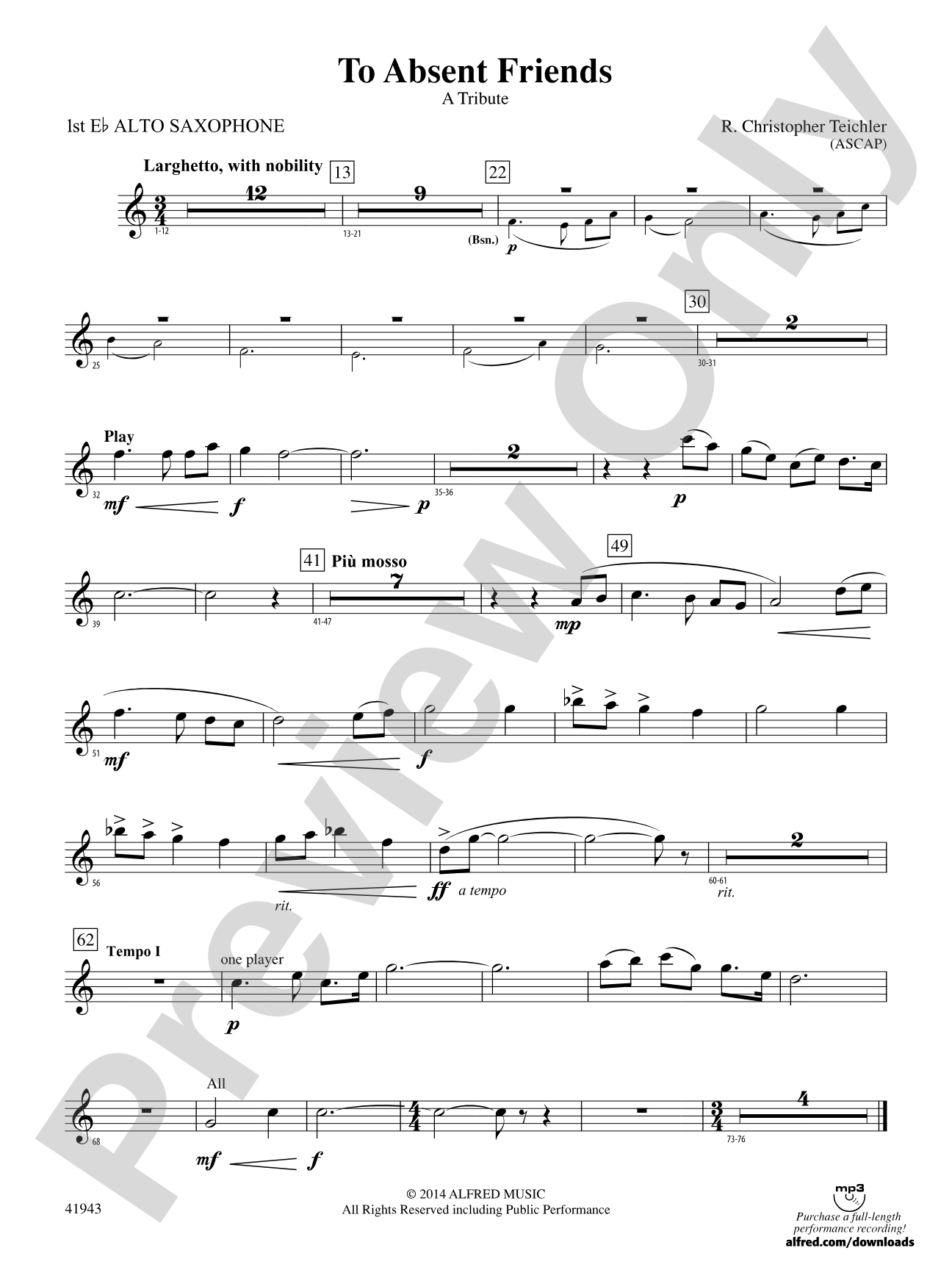 To Absent Friends: E-flat Alto Saxophone