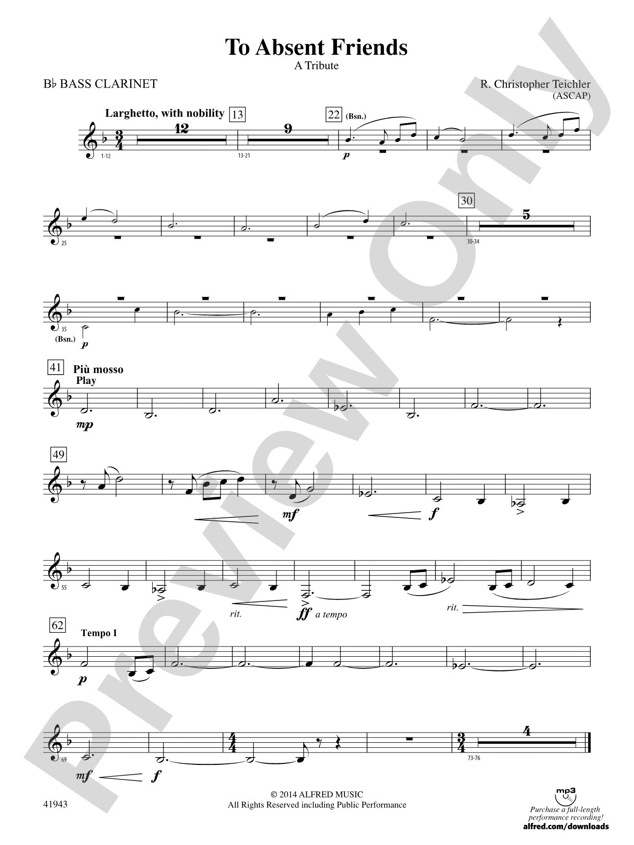 To Absent Friends: B-flat Bass Clarinet