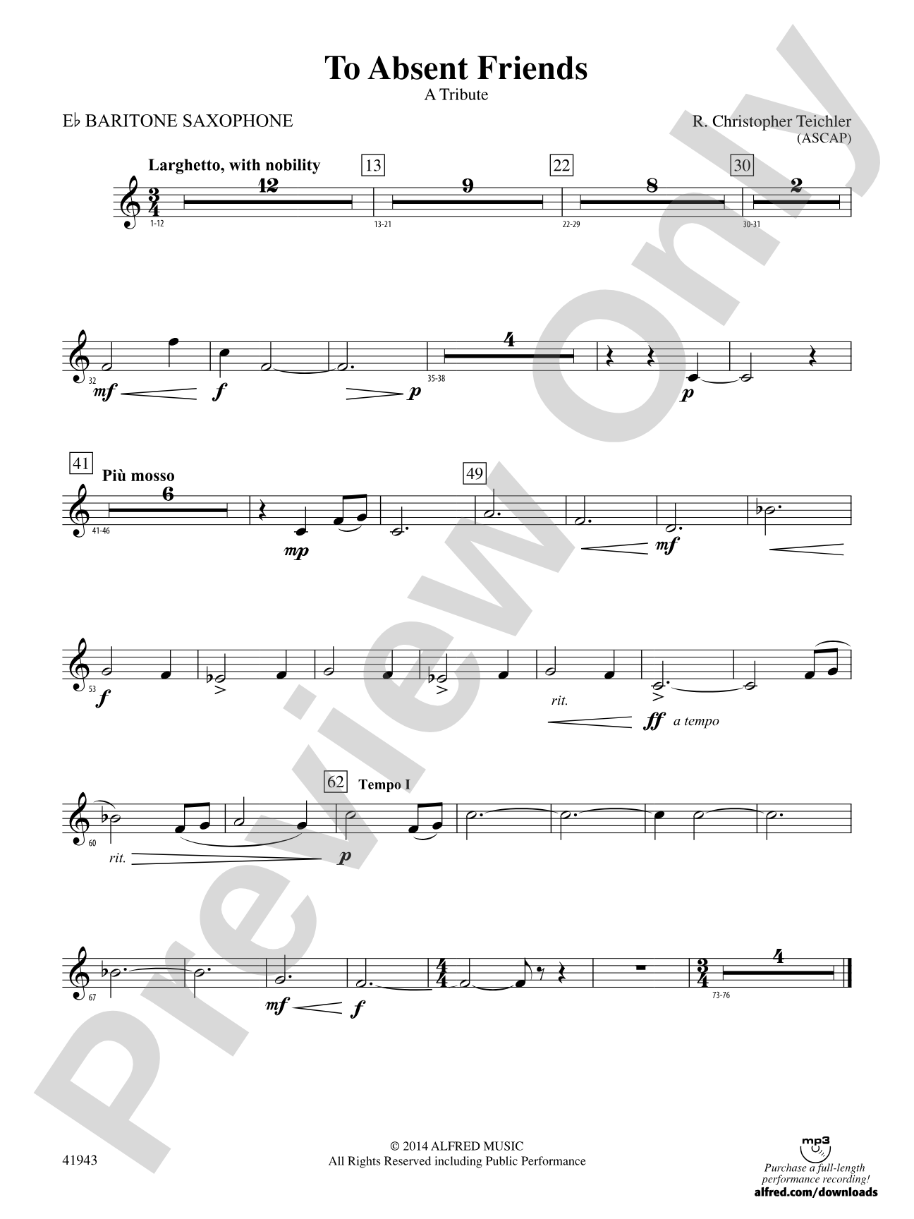 To Absent Friends: E-flat Baritone Saxophone