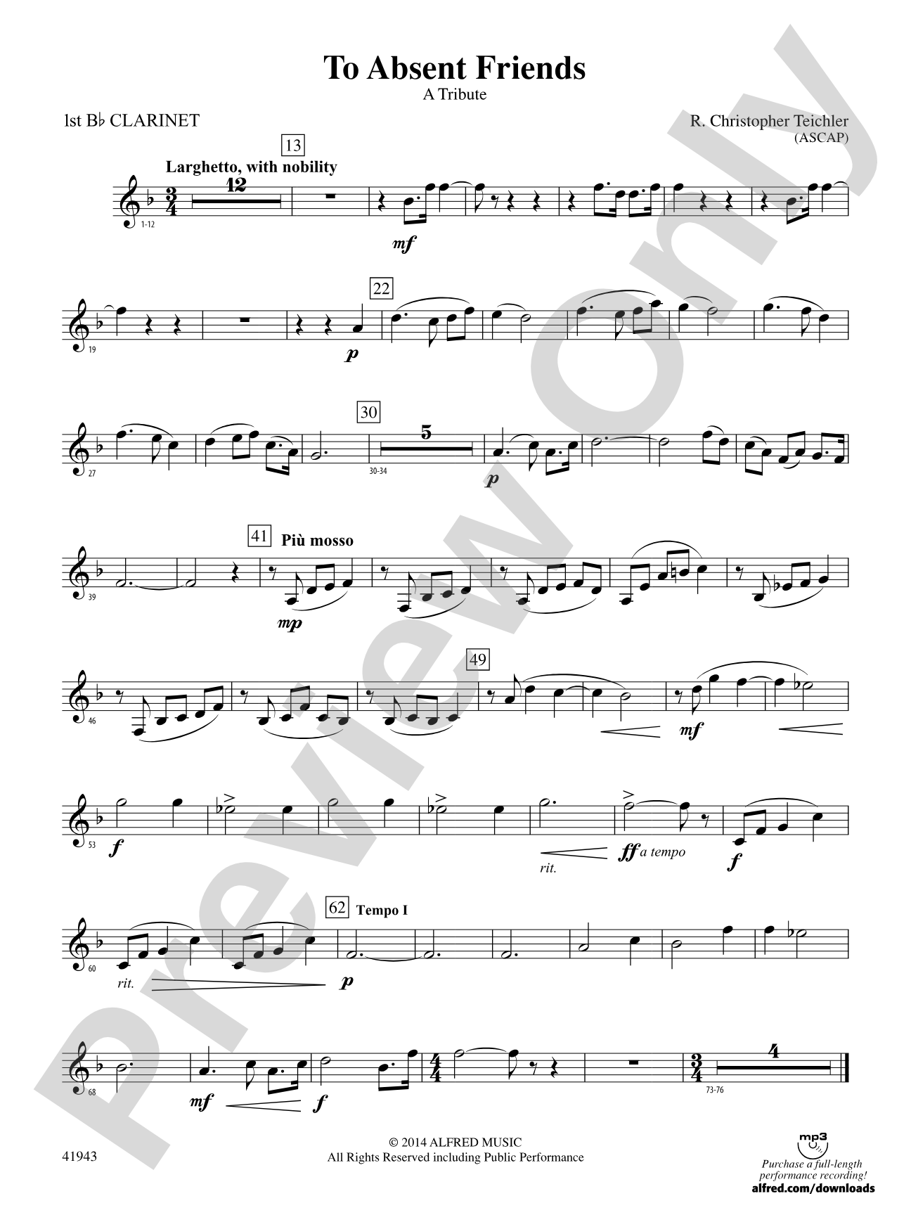 To Absent Friends: 1st B-flat Clarinet