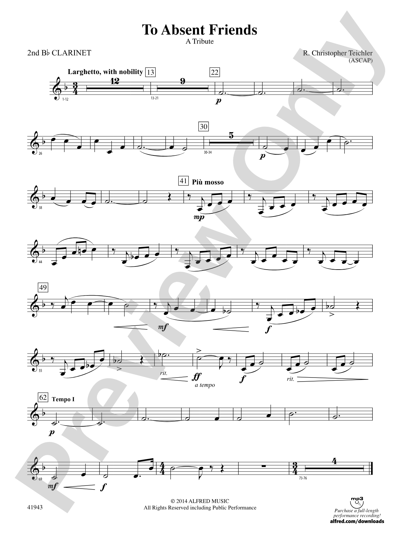 To Absent Friends: 2nd B-flat Clarinet