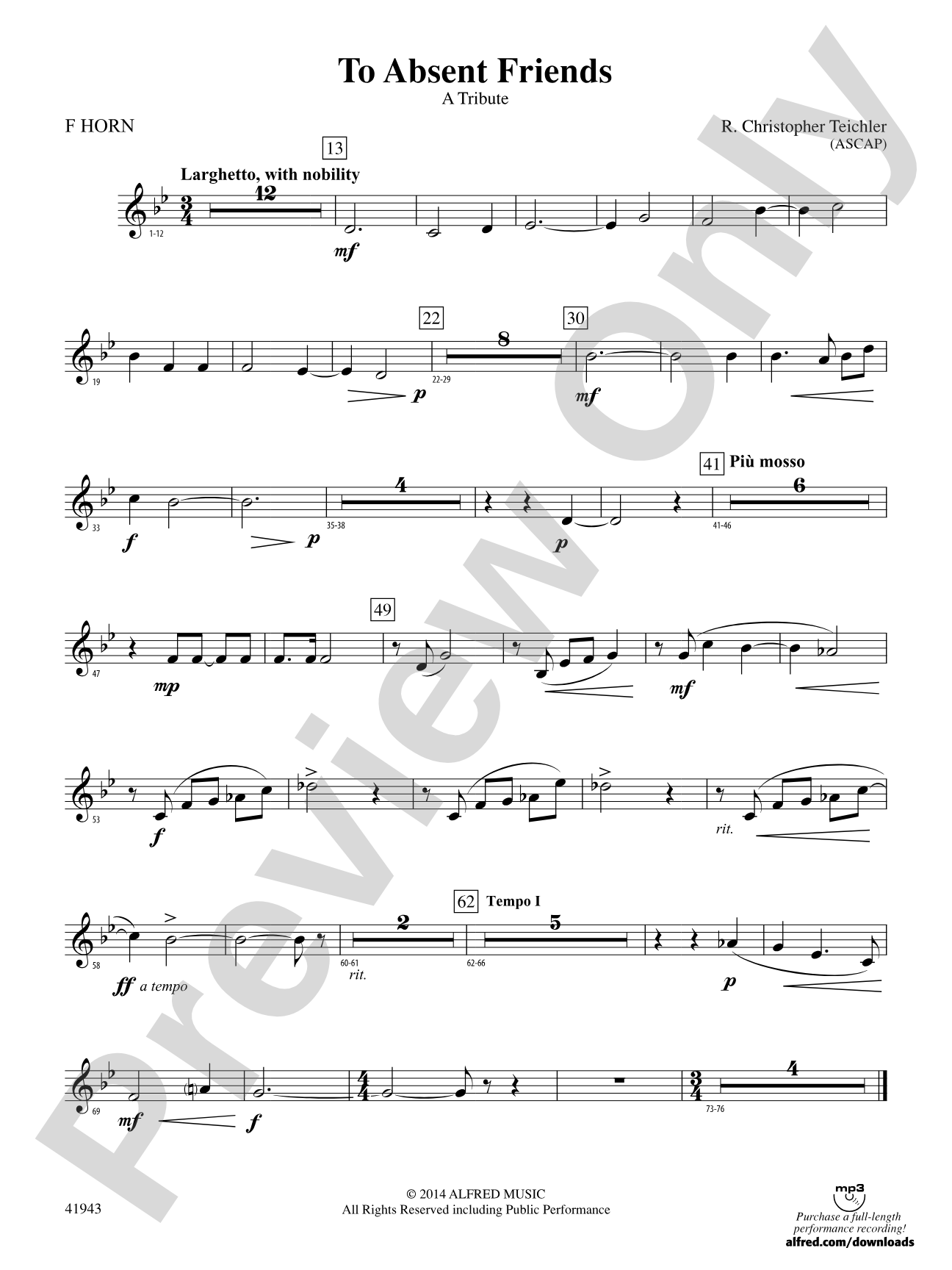 To Absent Friends: 1st F Horn