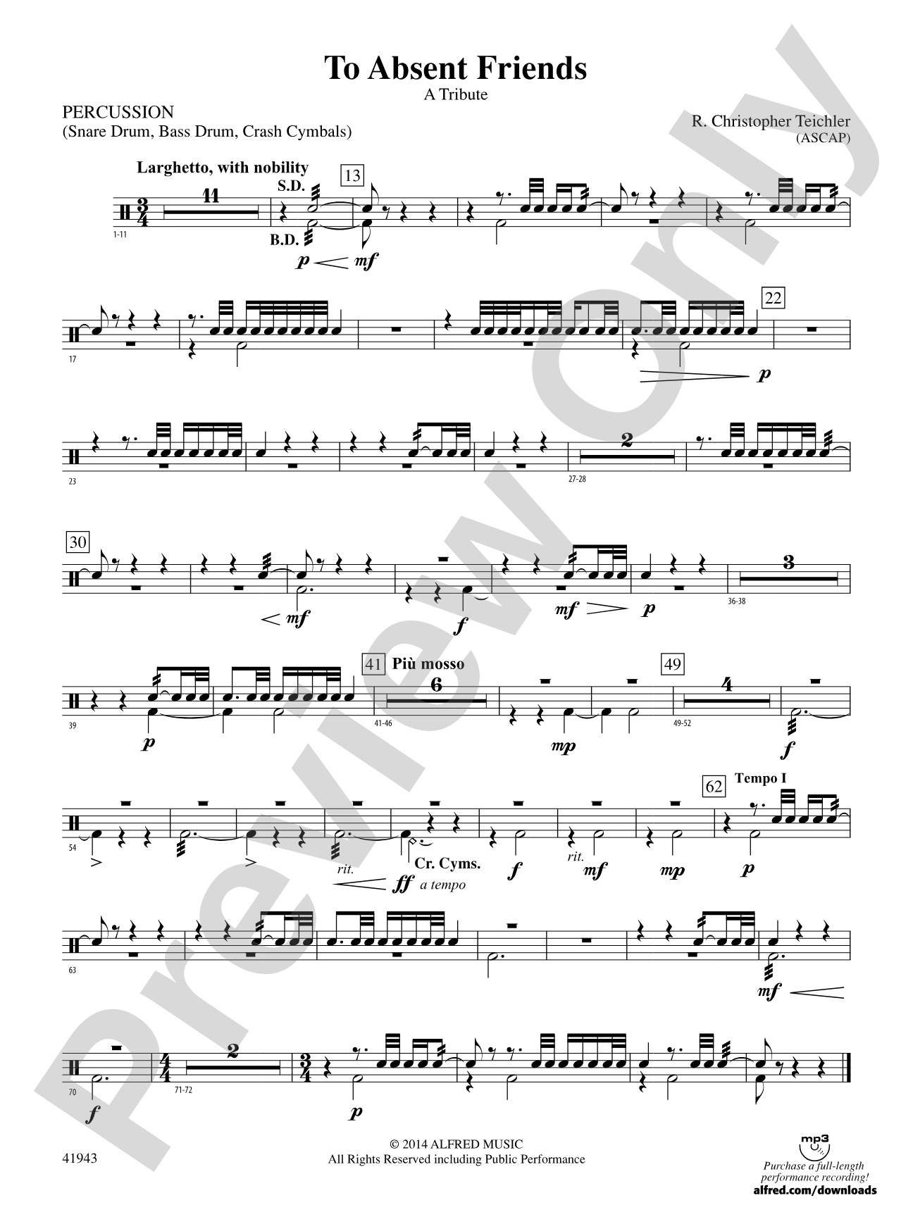 To Absent Friends: 1st Percussion