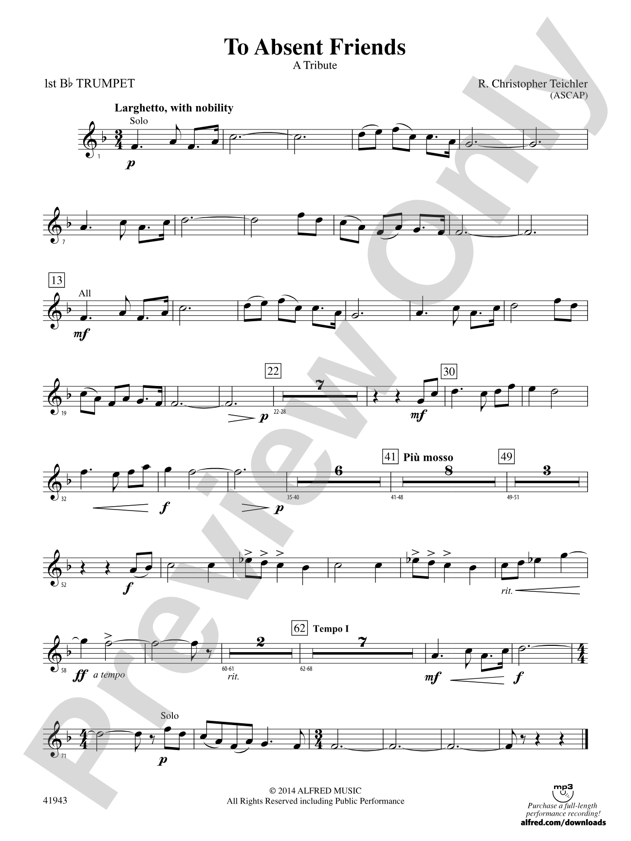 To Absent Friends: 1st B-flat Trumpet