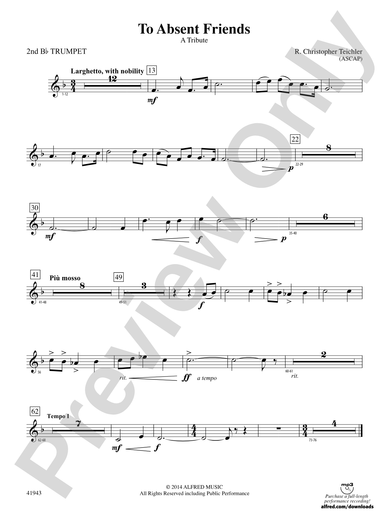 To Absent Friends: 2nd B-flat Trumpet
