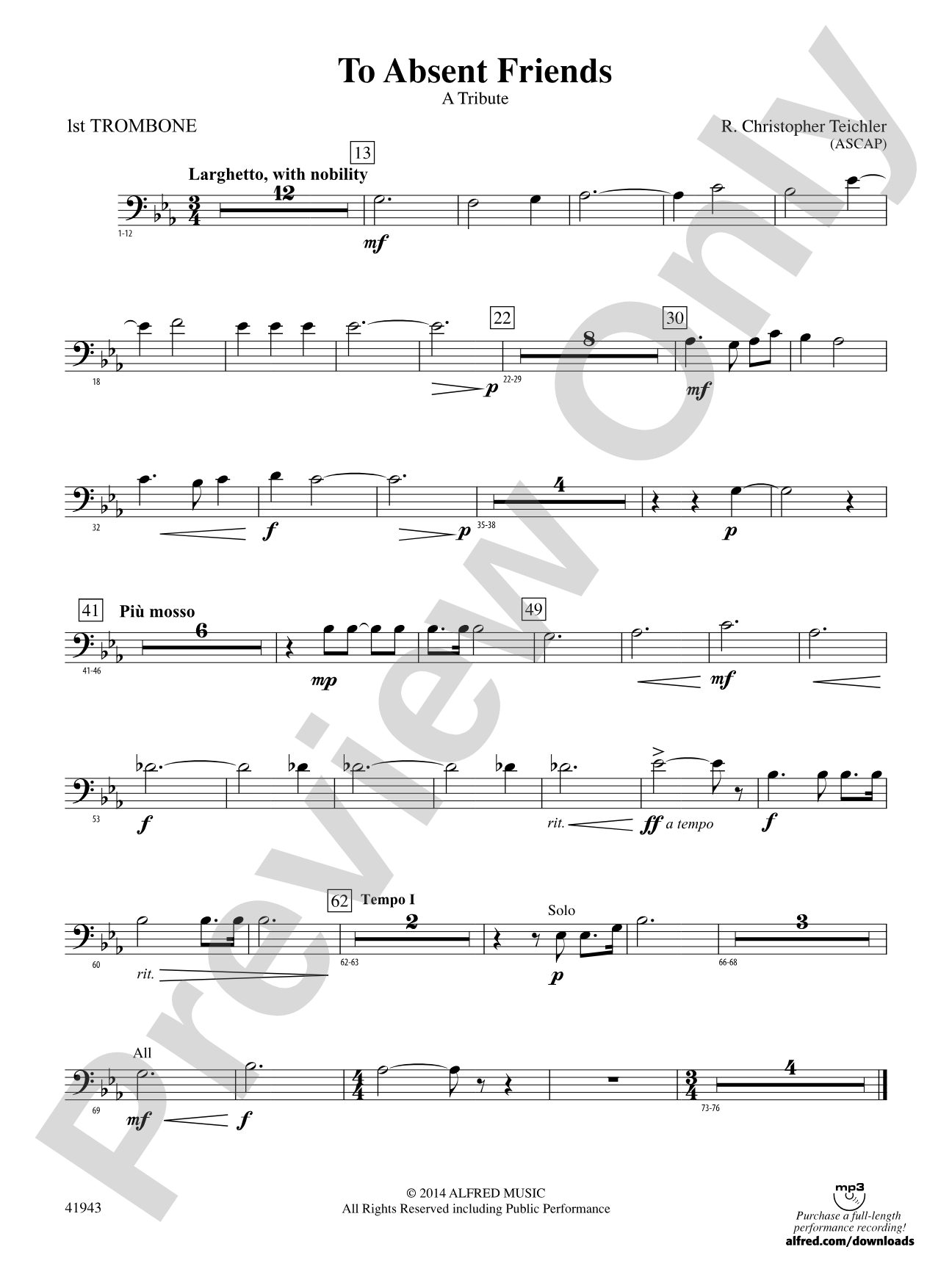 To Absent Friends: 1st Trombone