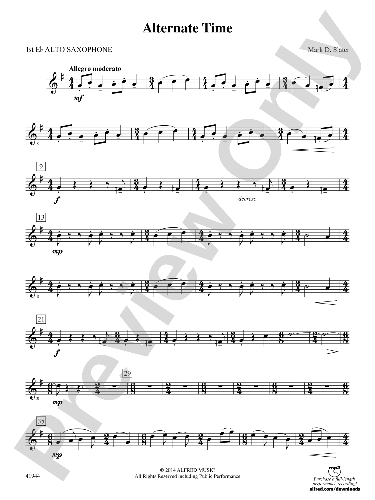 Alternate Time: E-flat Alto Saxophone