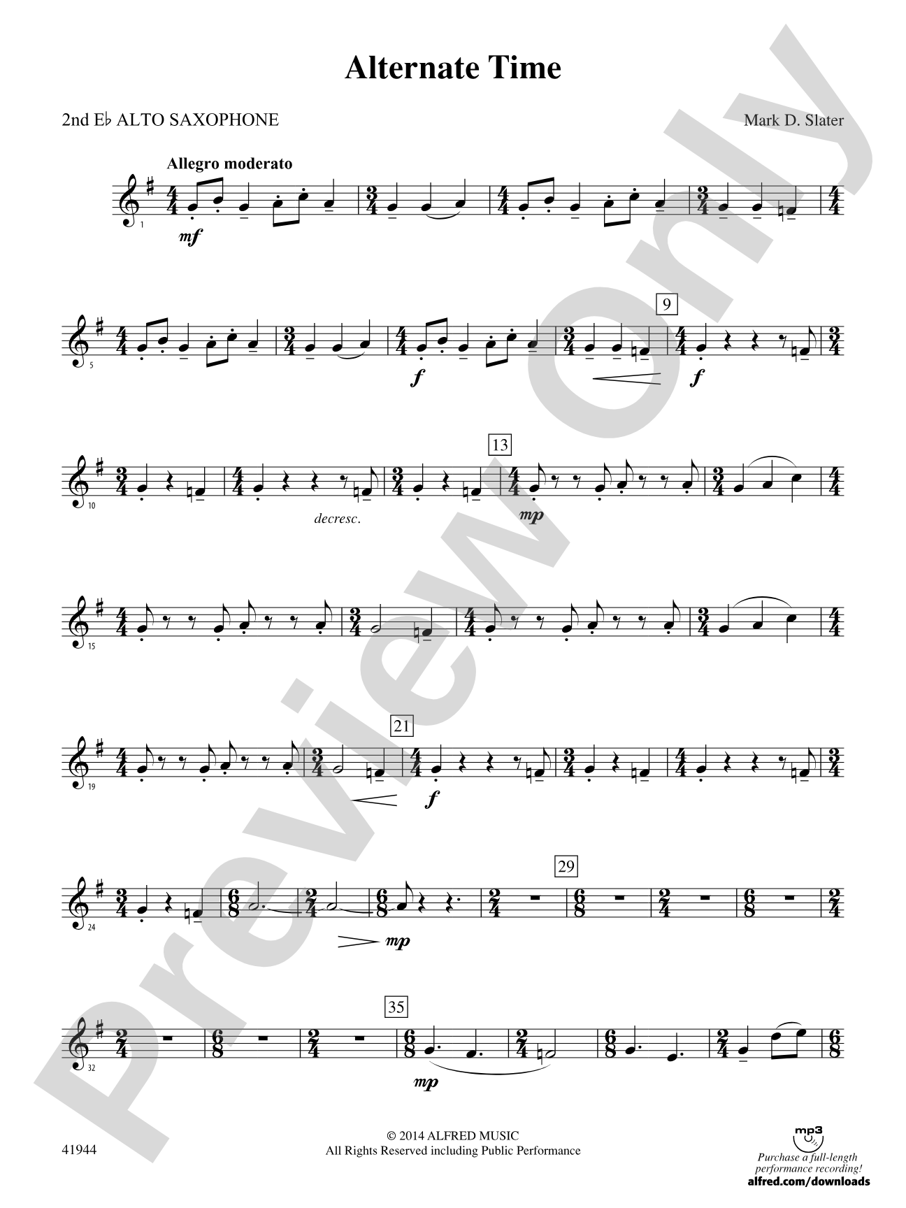 Alternate Time: 2nd E-flat Alto Saxophone