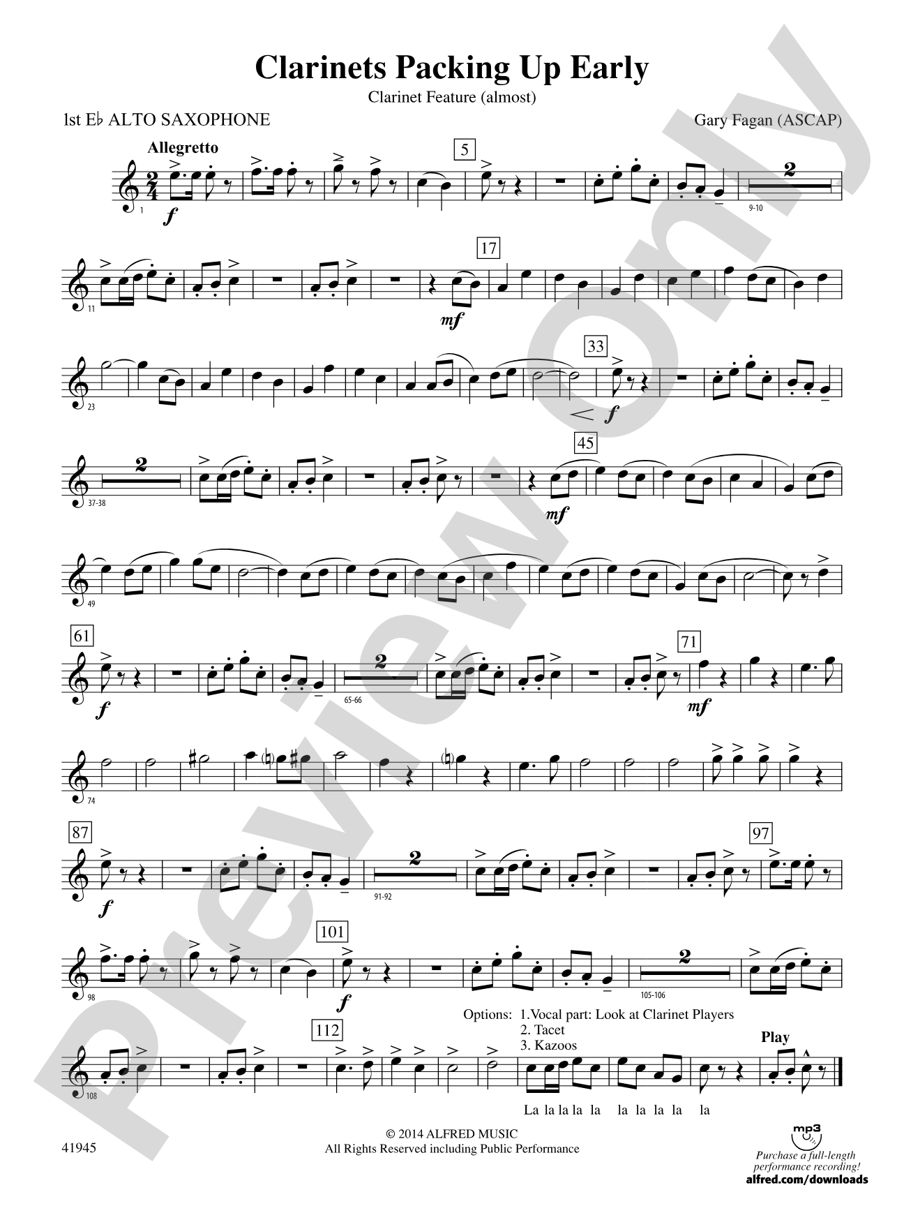 Clarinets Packing Up Early: E-flat Alto Saxophone