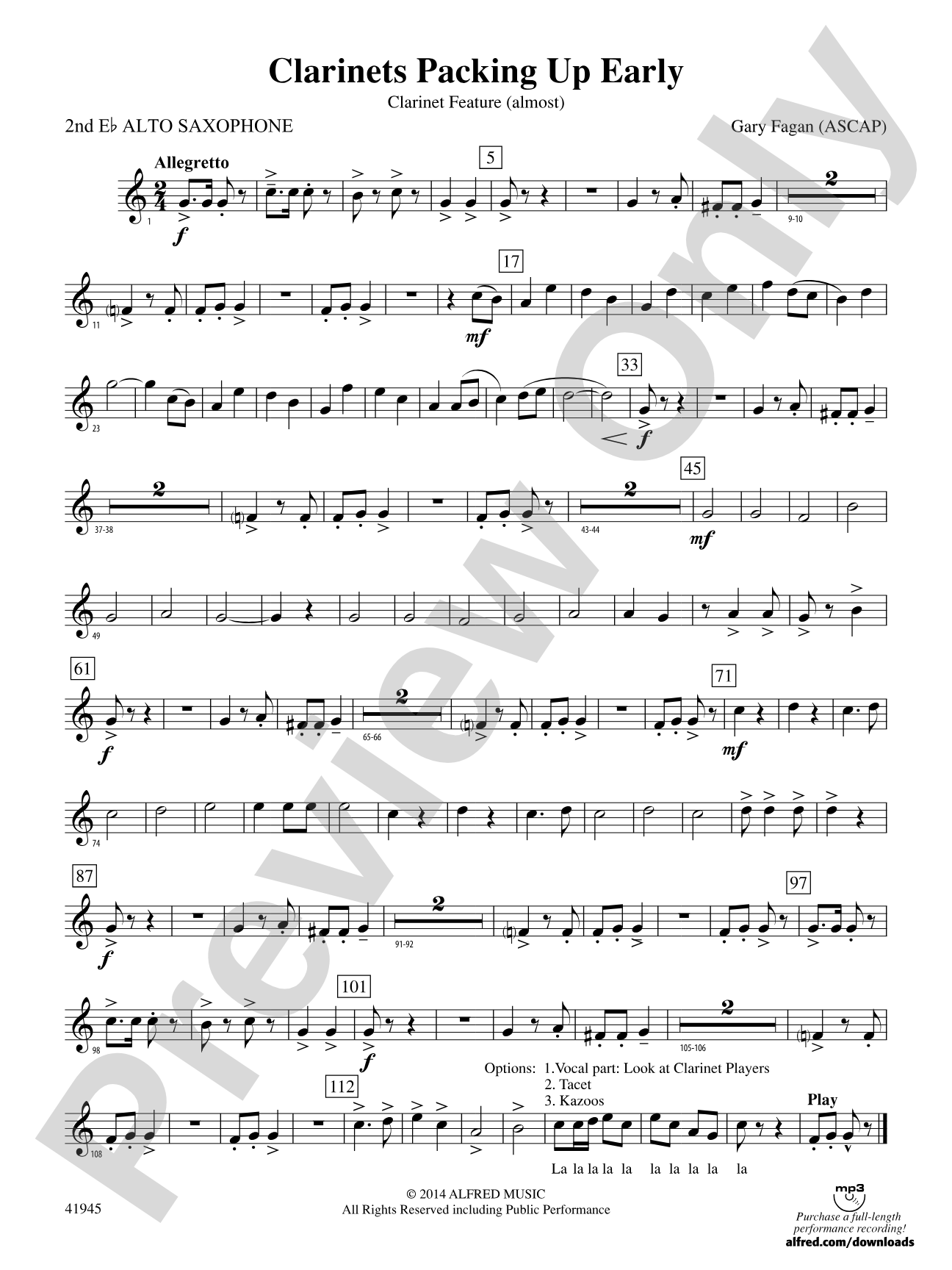 Clarinets Packing Up Early: 2nd E-flat Alto Saxophone