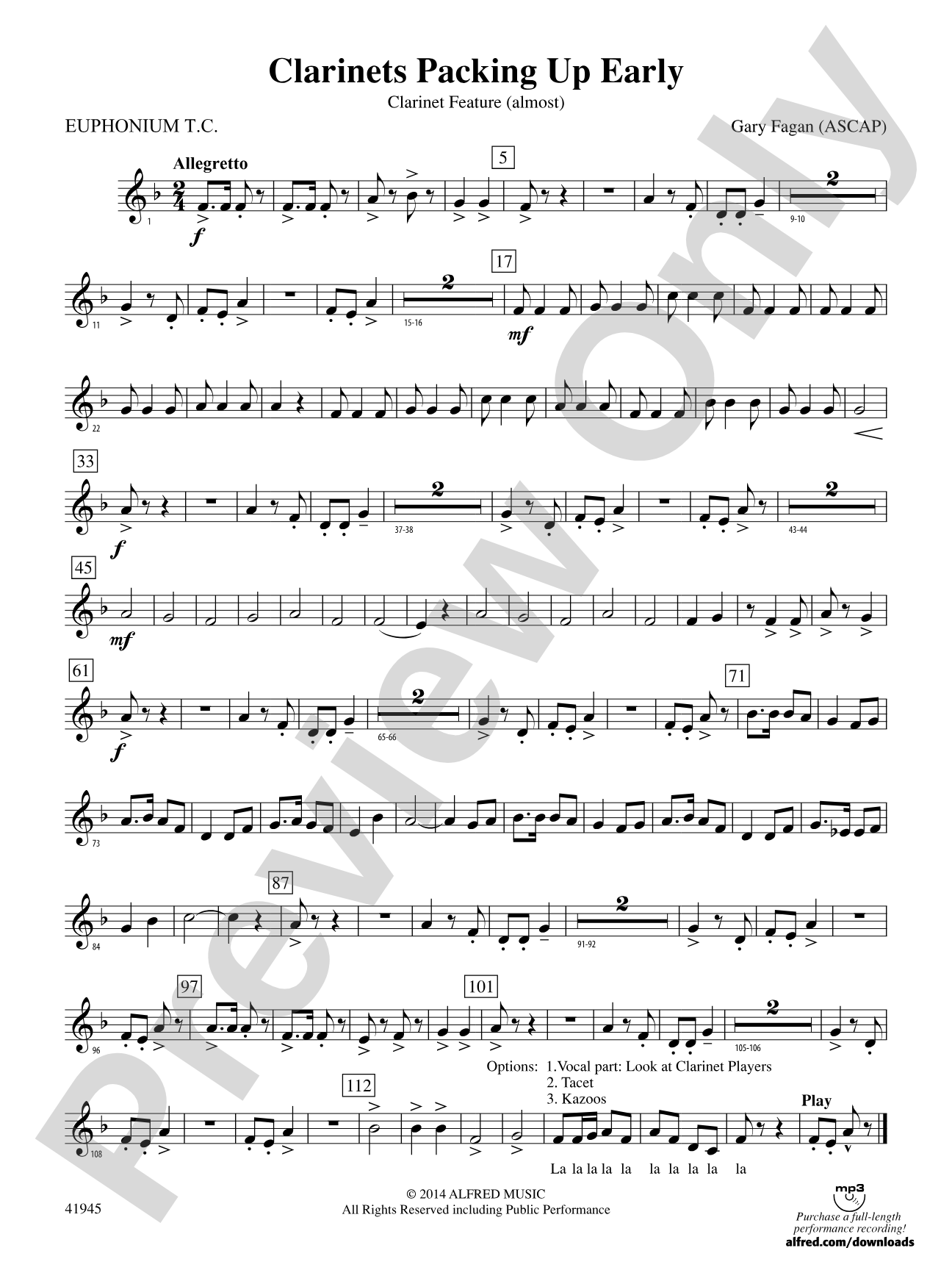 Clarinets Packing Up Early: Baritone T.C.