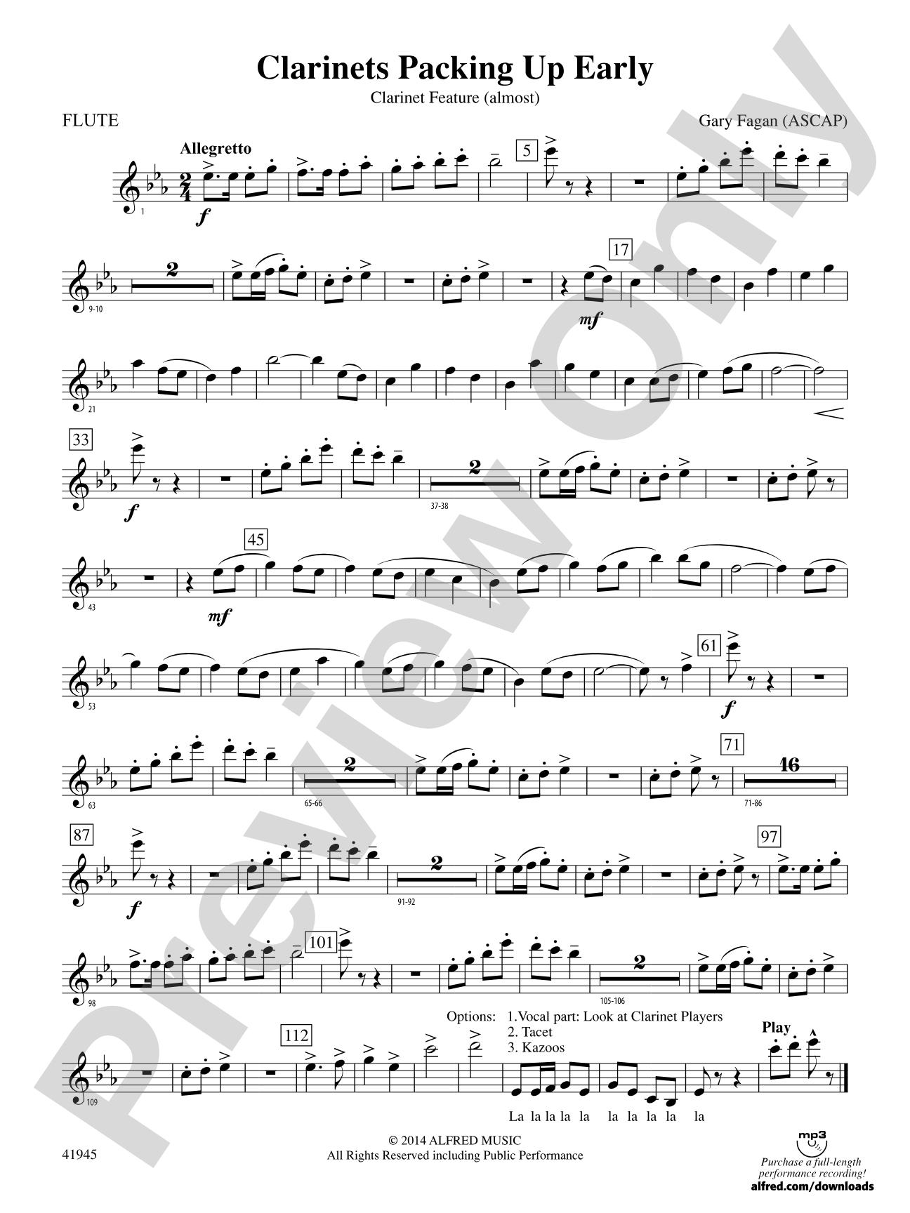 Clarinets Packing Up Early: Flute