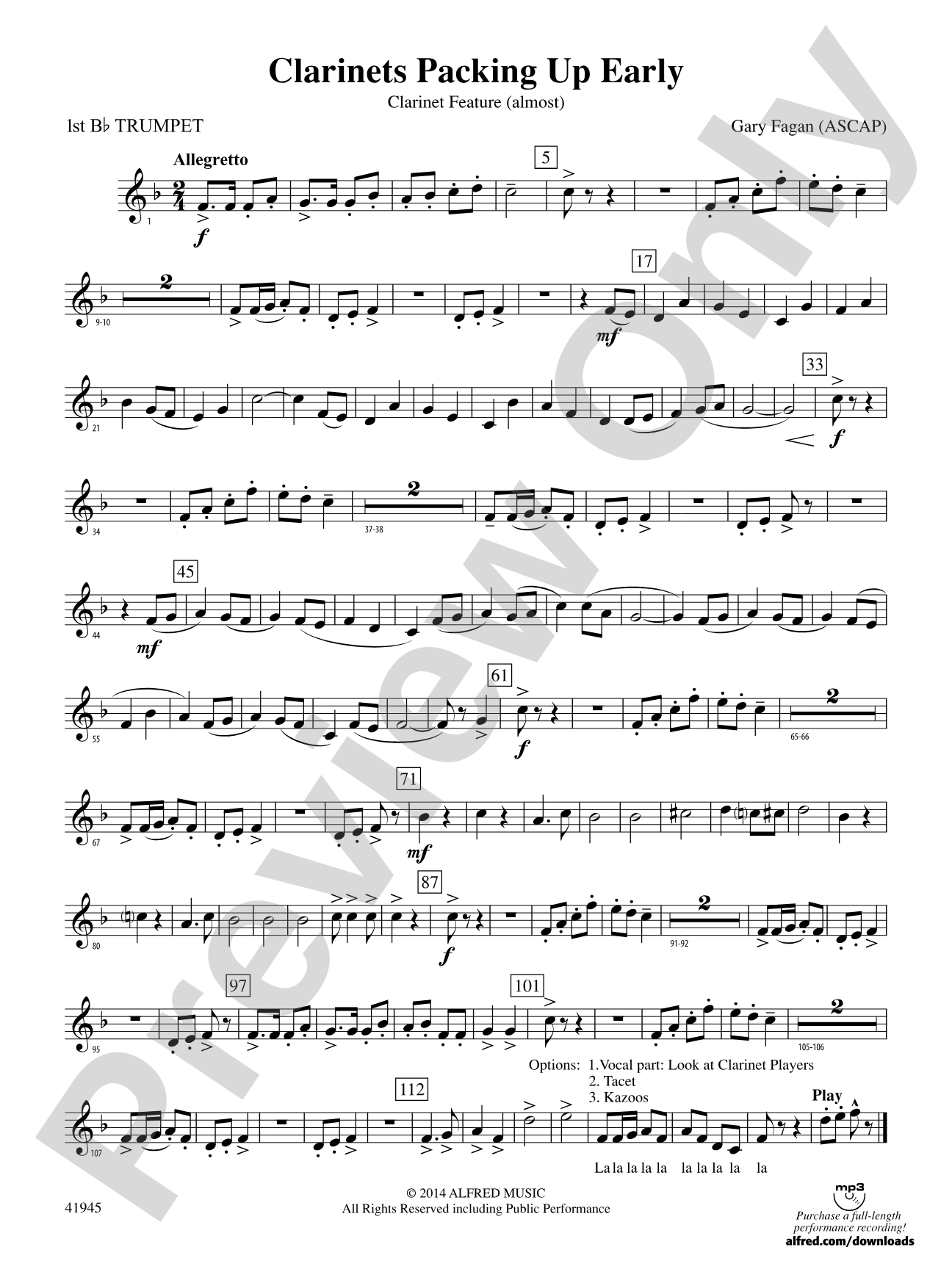 Clarinets Packing Up Early: 1st B-flat Trumpet