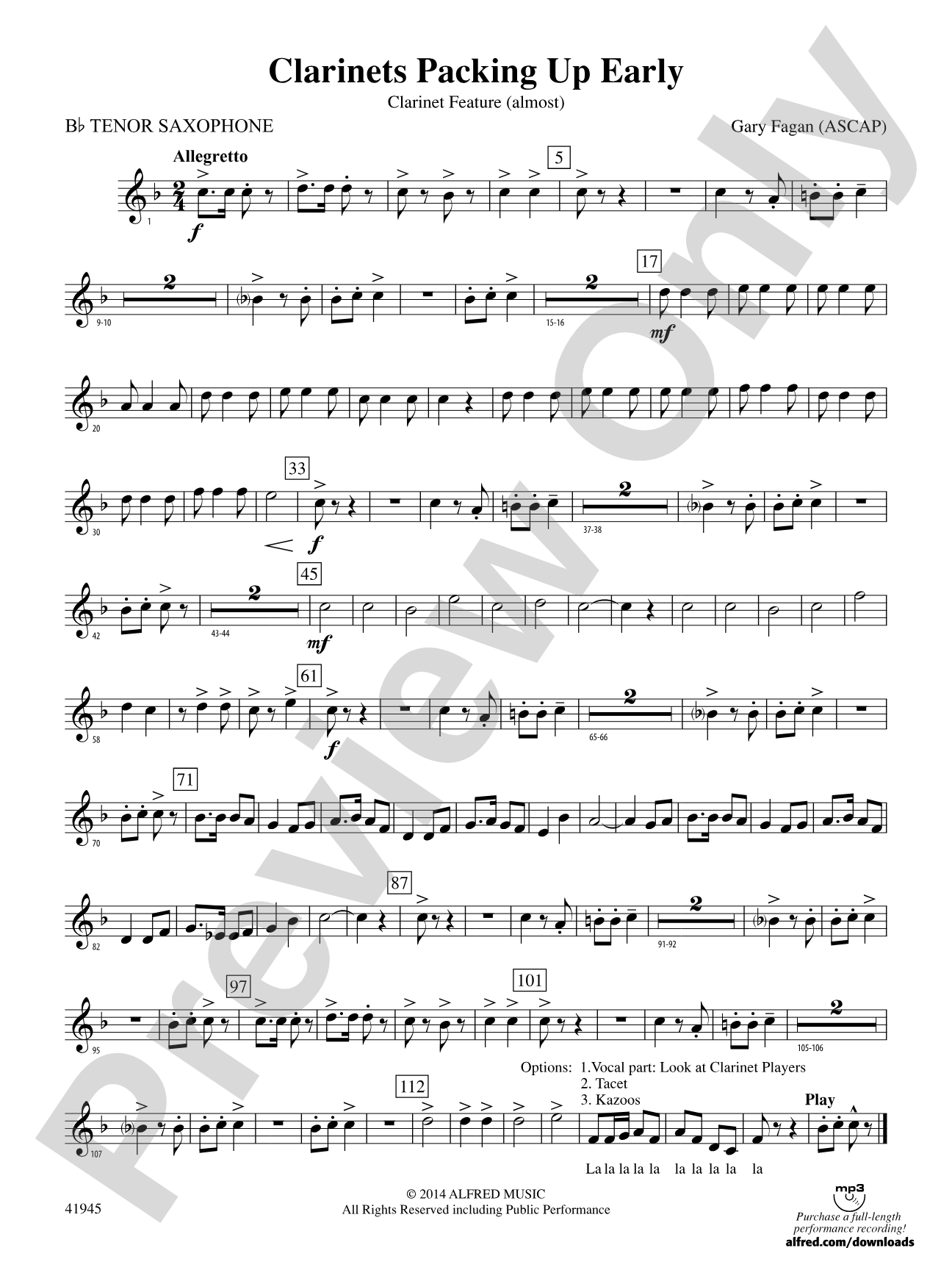 Clarinets Packing Up Early: B-flat Tenor Saxophone