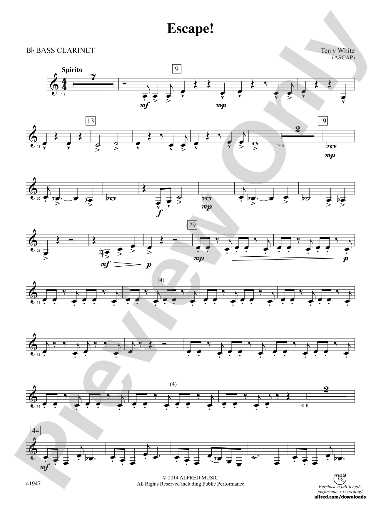 Escape!: B-flat Bass Clarinet