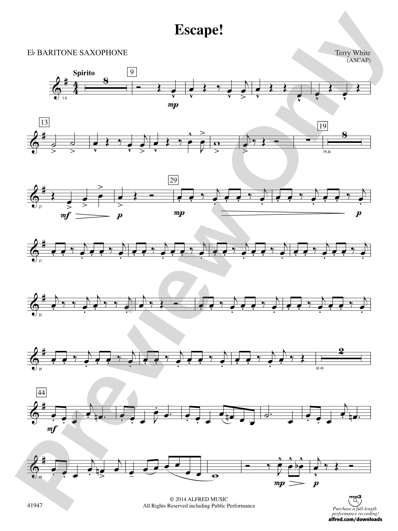 Escape!: E-flat Baritone Saxophone