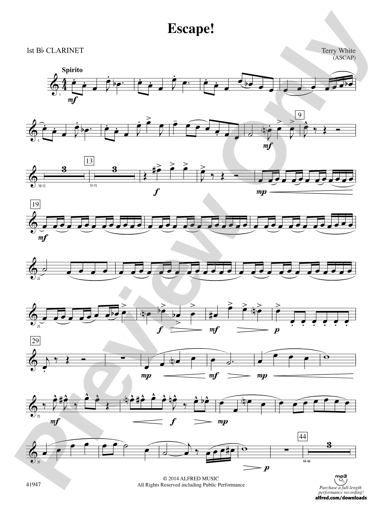 Escape!: 1st B-flat Clarinet