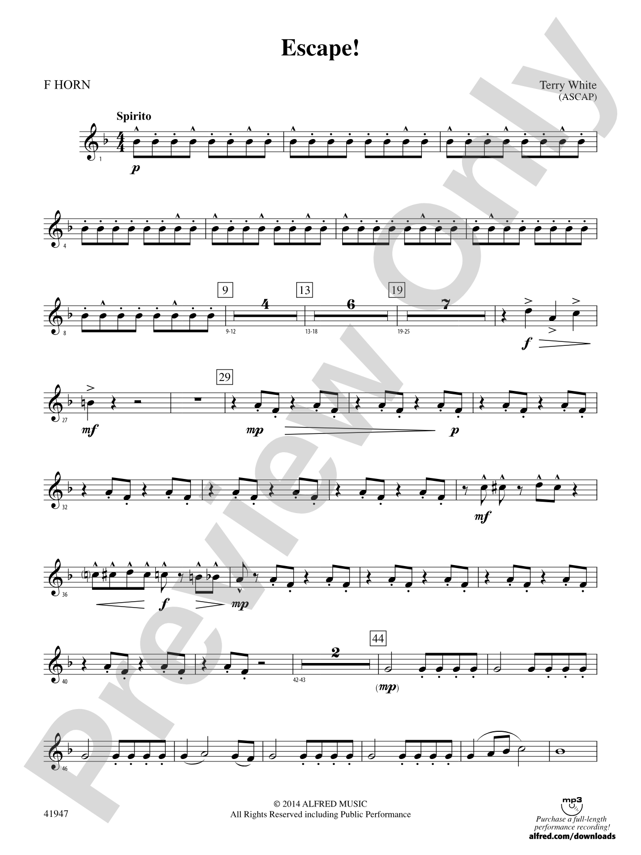 Escape!: 1st F Horn