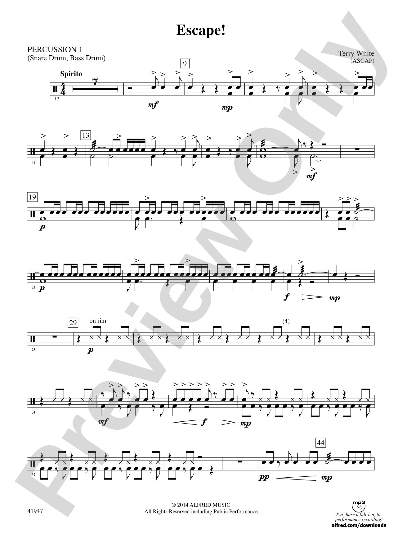 Escape!: 1st Percussion