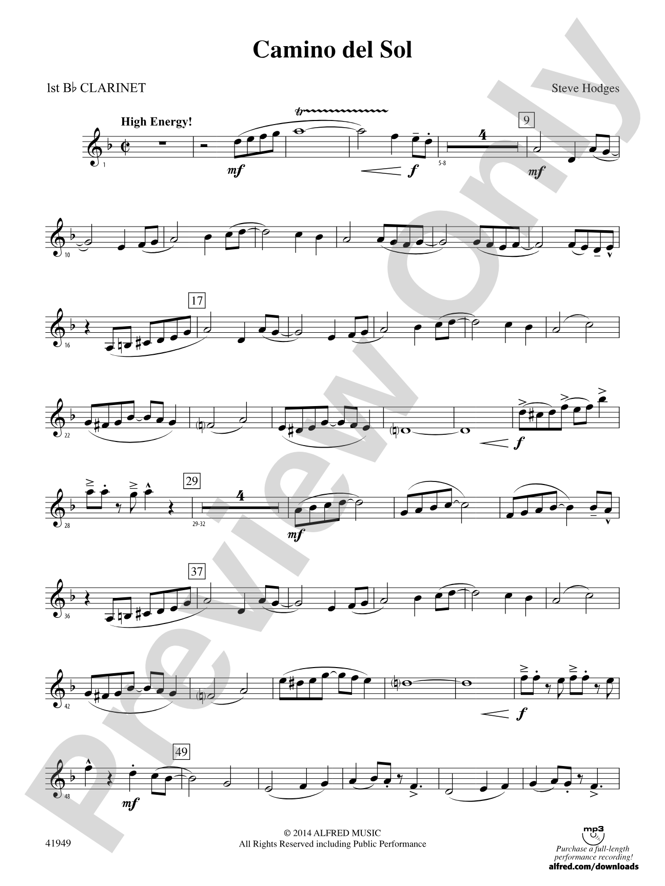 Camino del Sol: 1st B-flat Clarinet