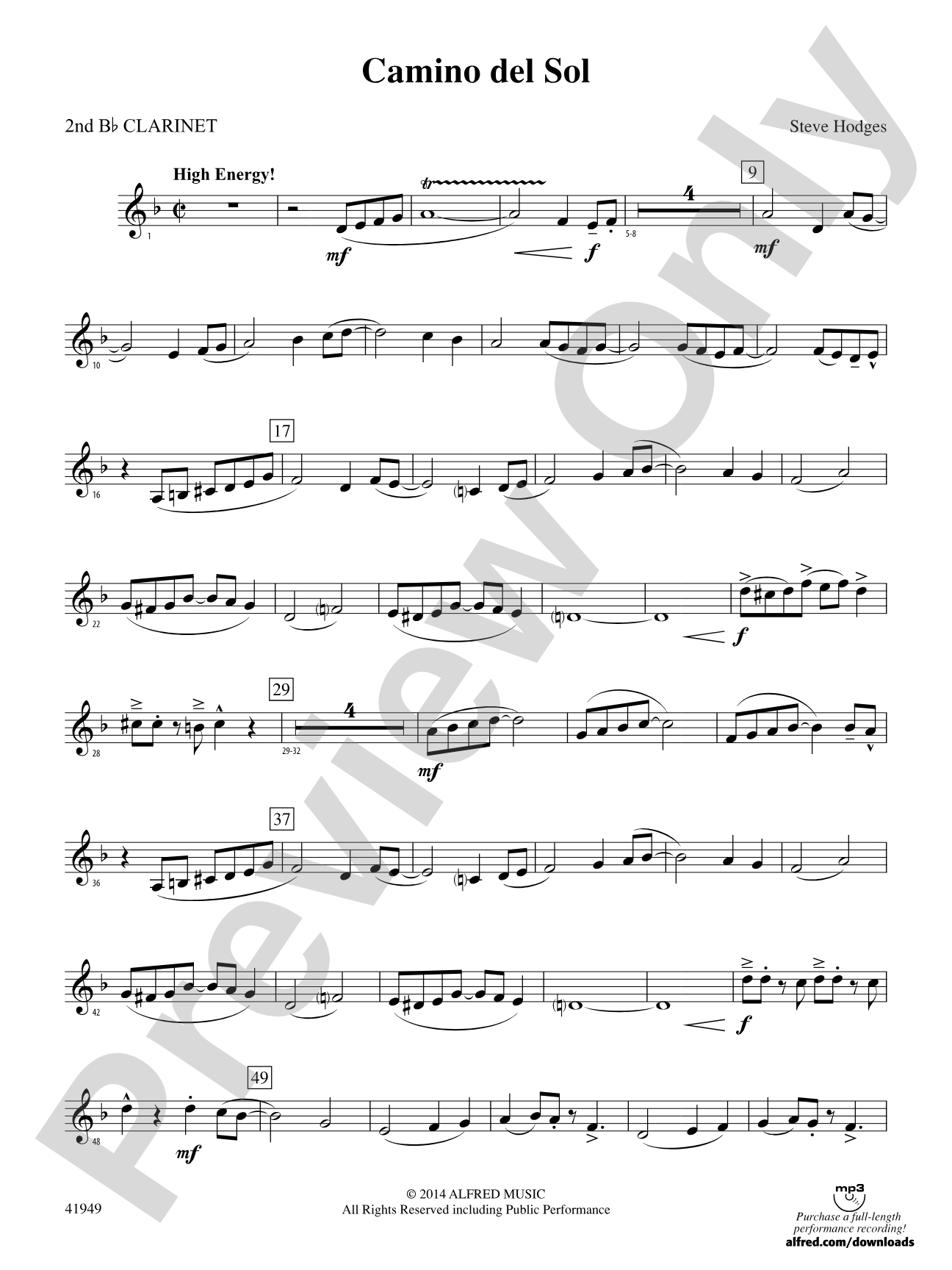Camino del Sol: 2nd B-flat Clarinet