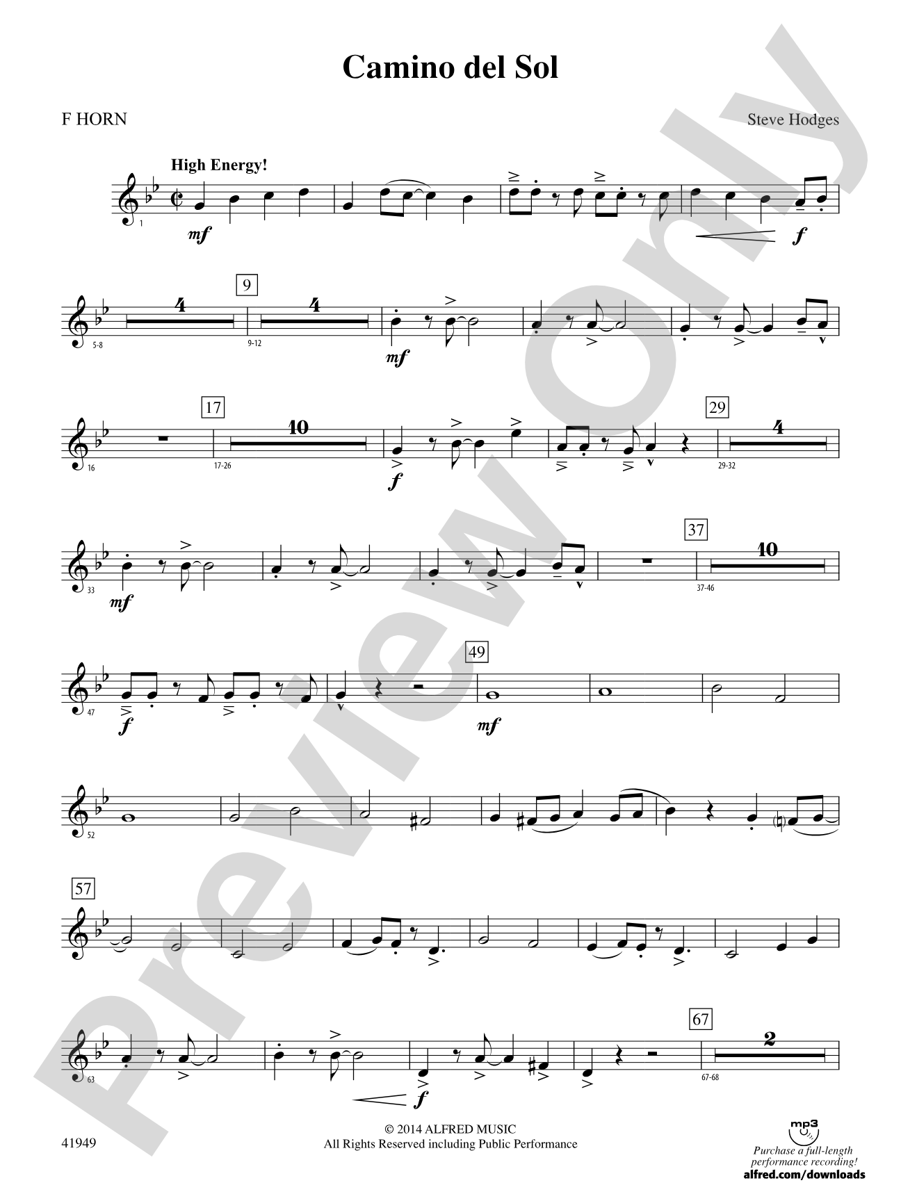 Camino del Sol: 1st F Horn