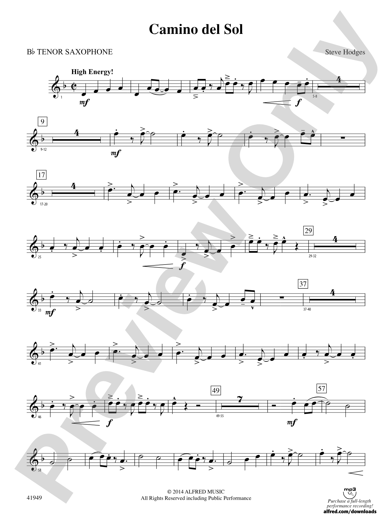 Camino del Sol: B-flat Tenor Saxophone