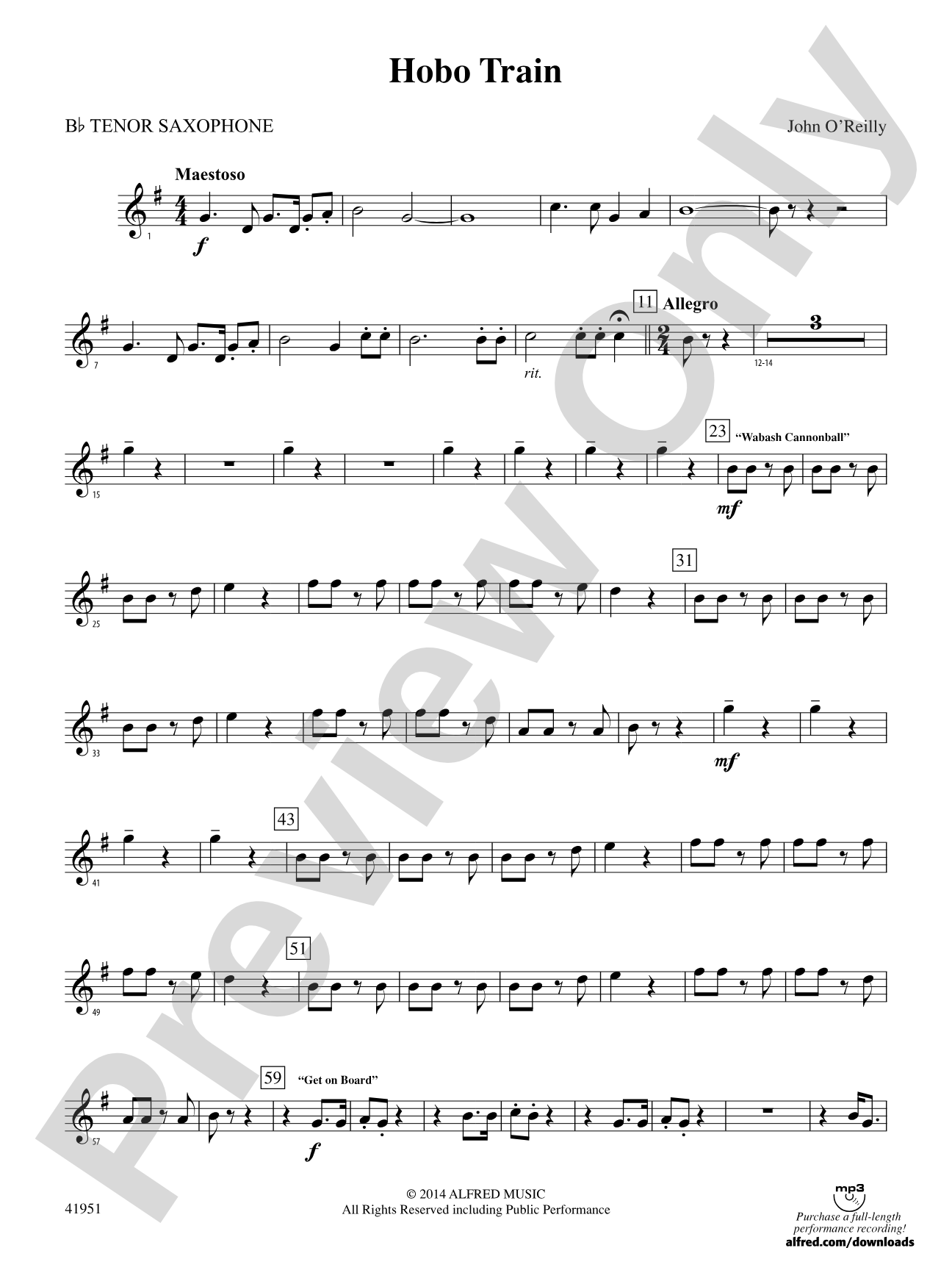 Hobo Train: B-flat Tenor Saxophone