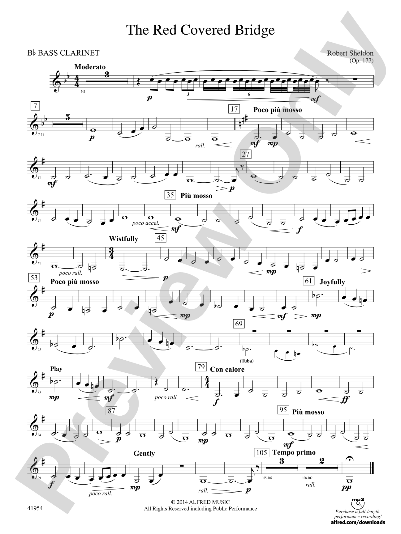 The Red Covered Bridge: B-flat Bass Clarinet