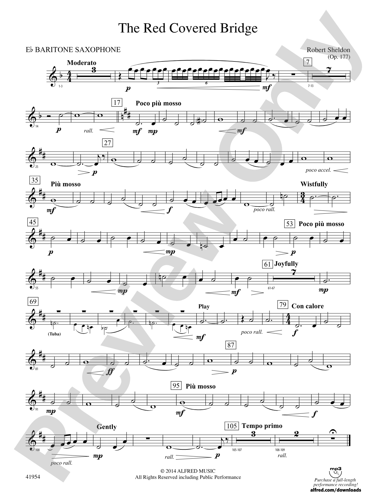 The Red Covered Bridge: E-flat Baritone Saxophone