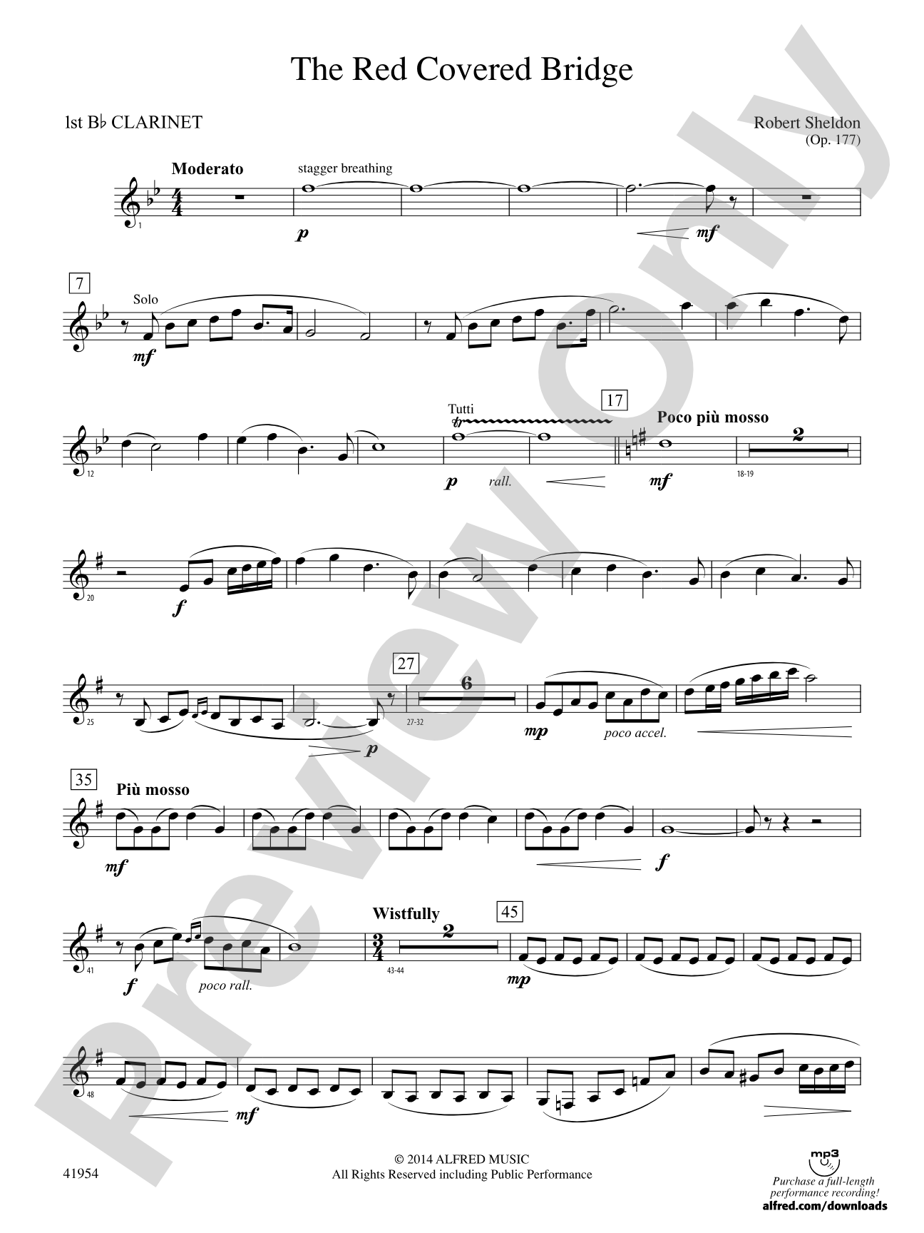 The Red Covered Bridge: 1st B-flat Clarinet