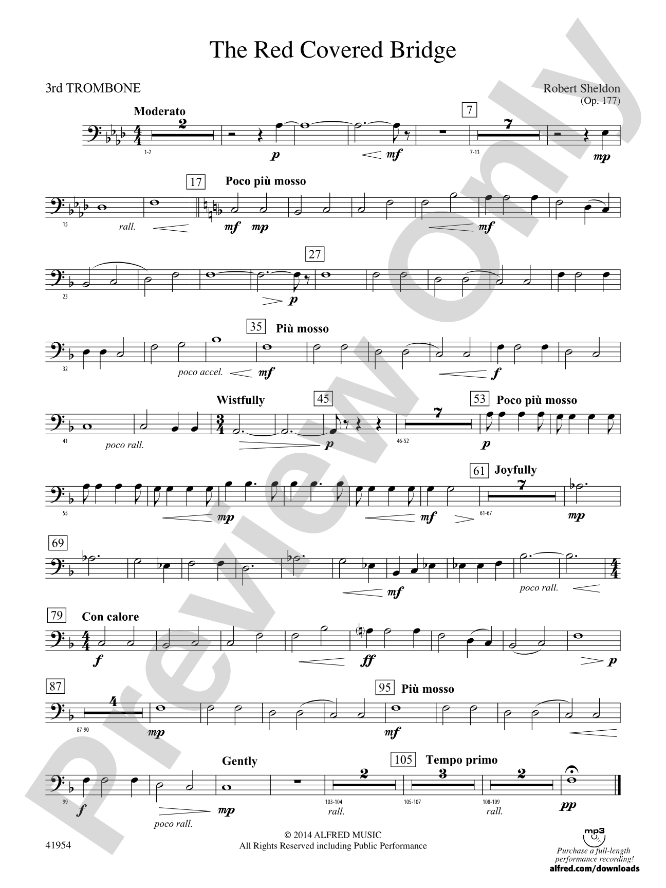 The Red Covered Bridge: 3rd Trombone