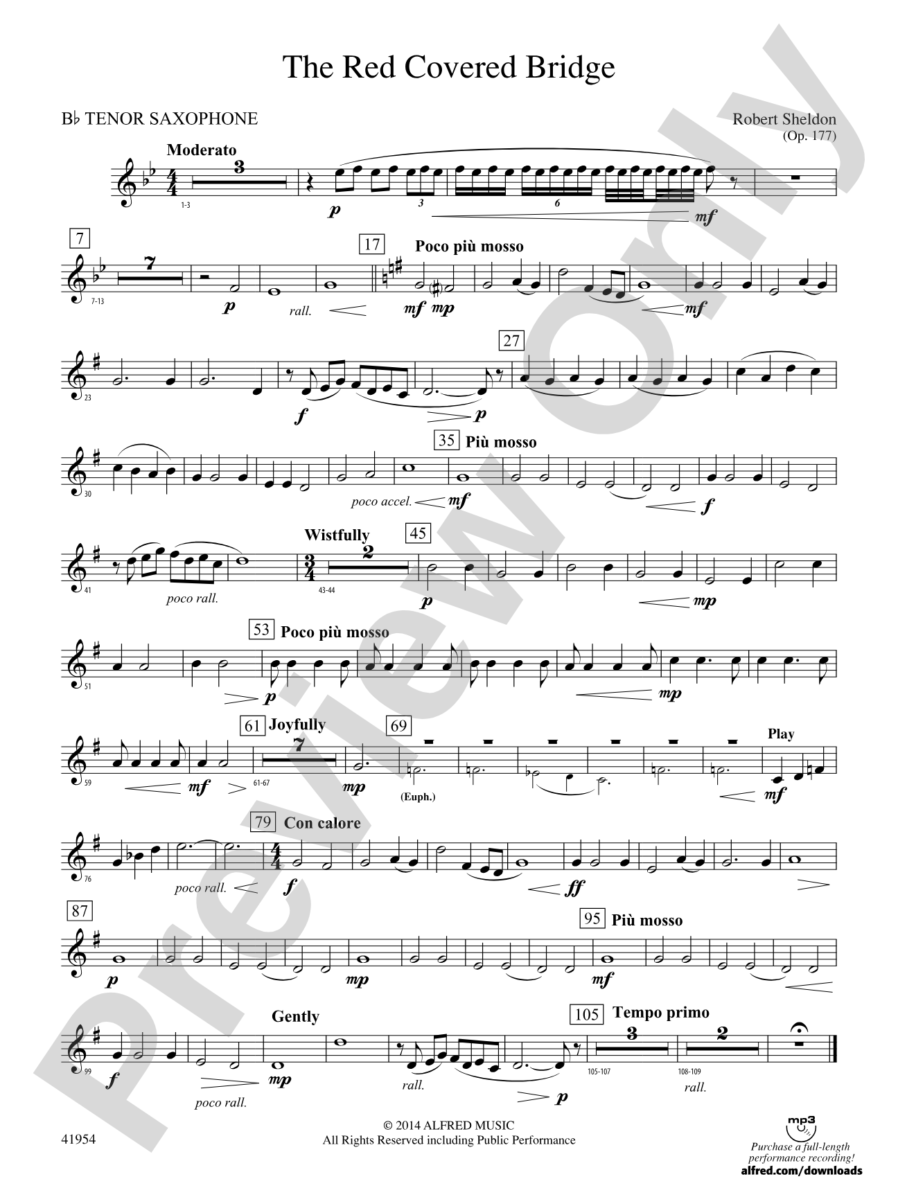 The Red Covered Bridge: B-flat Tenor Saxophone