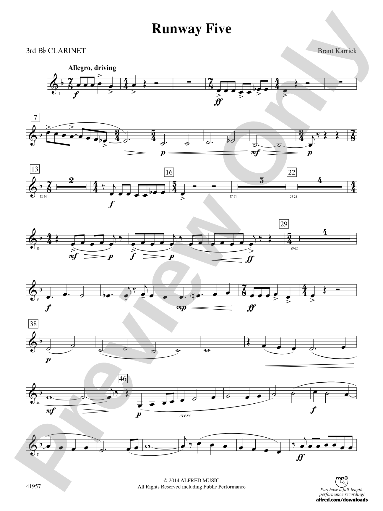 Runway Five: 3rd B-flat Clarinet