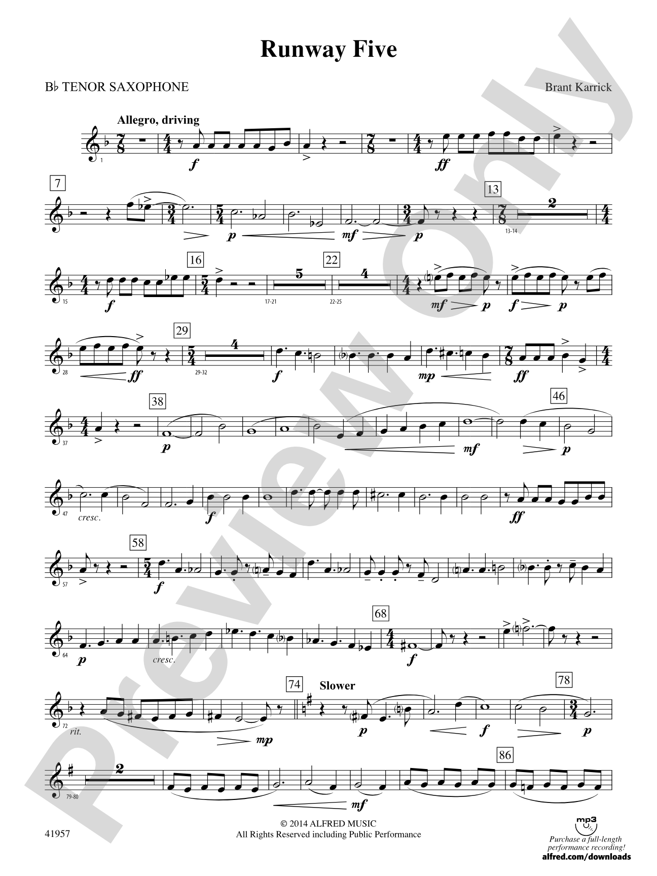 Runway Five: B-flat Tenor Saxophone