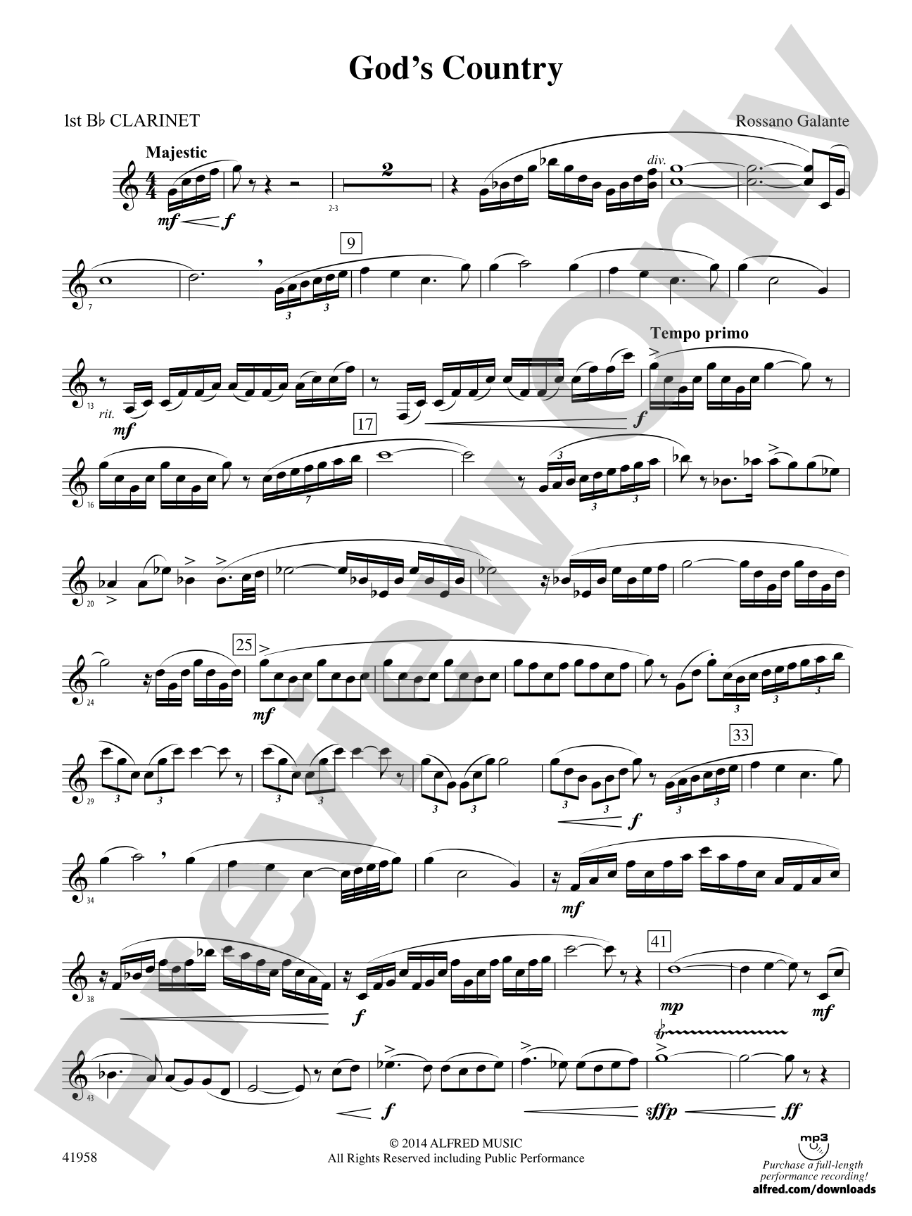 God's Country: 1st B-flat Clarinet