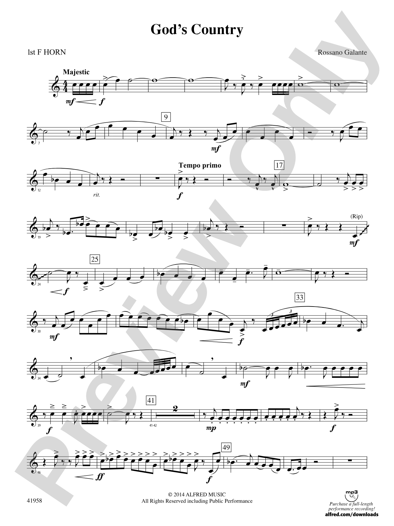 God's Country: 1st F Horn